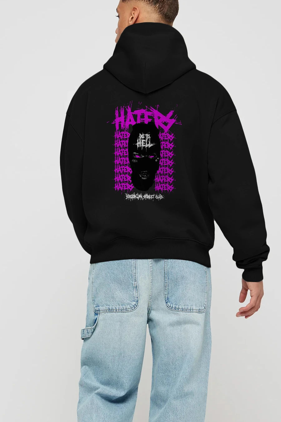 Haters Brooklyn Street Club Arka Baskılı Hoodie Oversize Kapüşonlu Sweatshirt Erkek Kadın Unisex