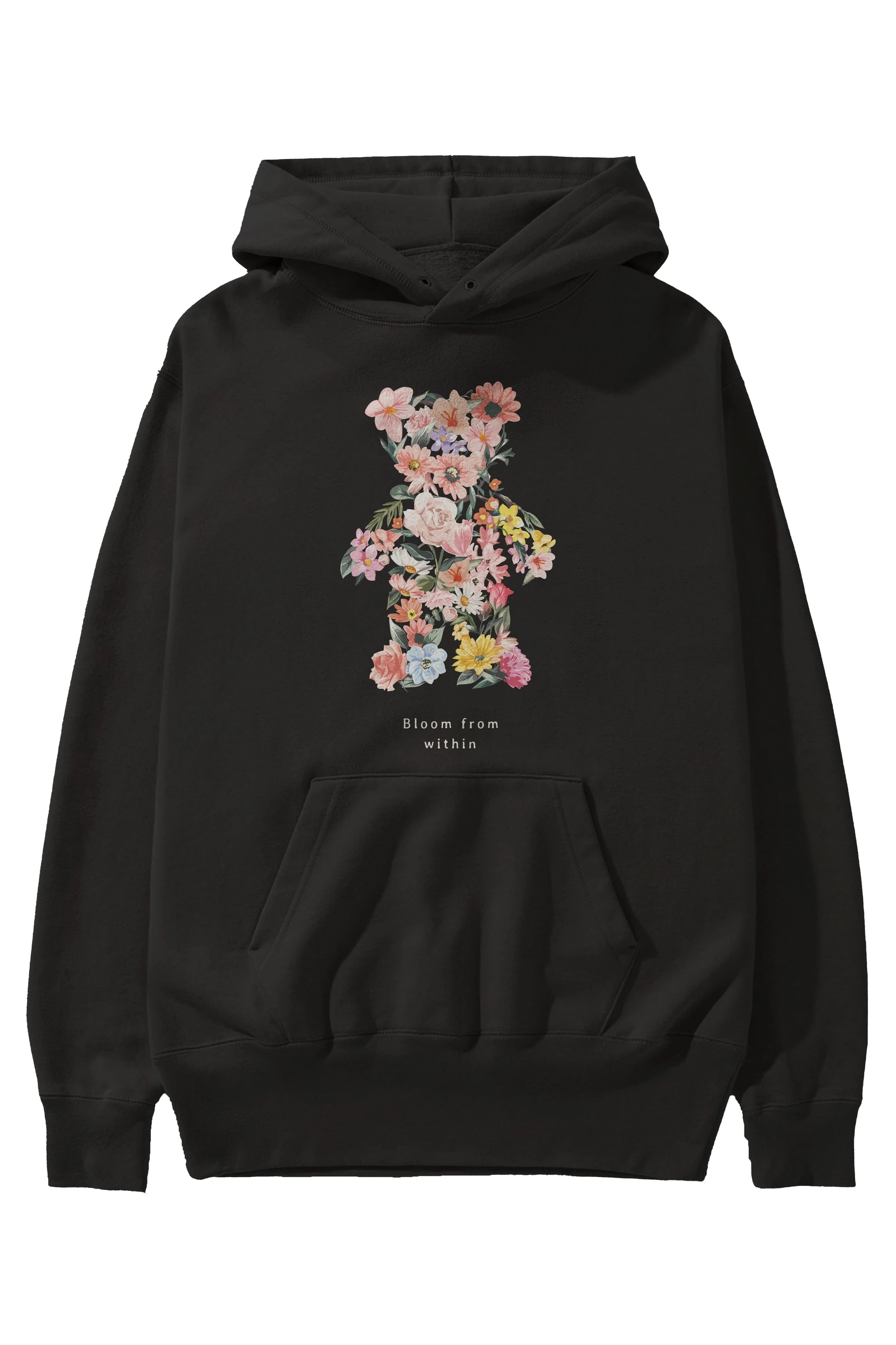Bloom from Bear Ön Baskılı Hoodie Oversize Kapüşonlu Sweatshirt Erkek Kadın Unisex