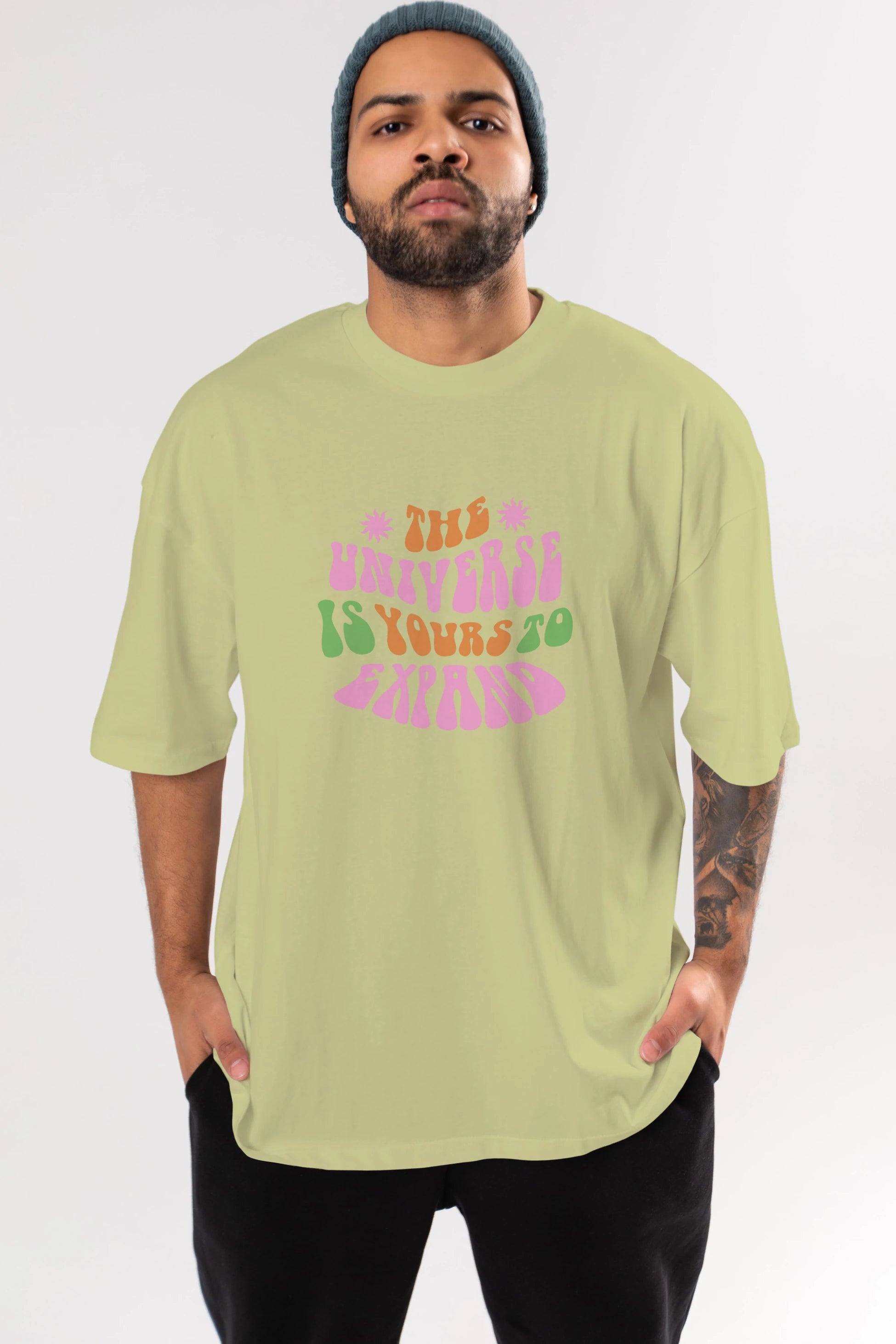 The Universe is Yours Yazılı Ön Baskılı Oversize t-shirt Erkek Kadın Unisex