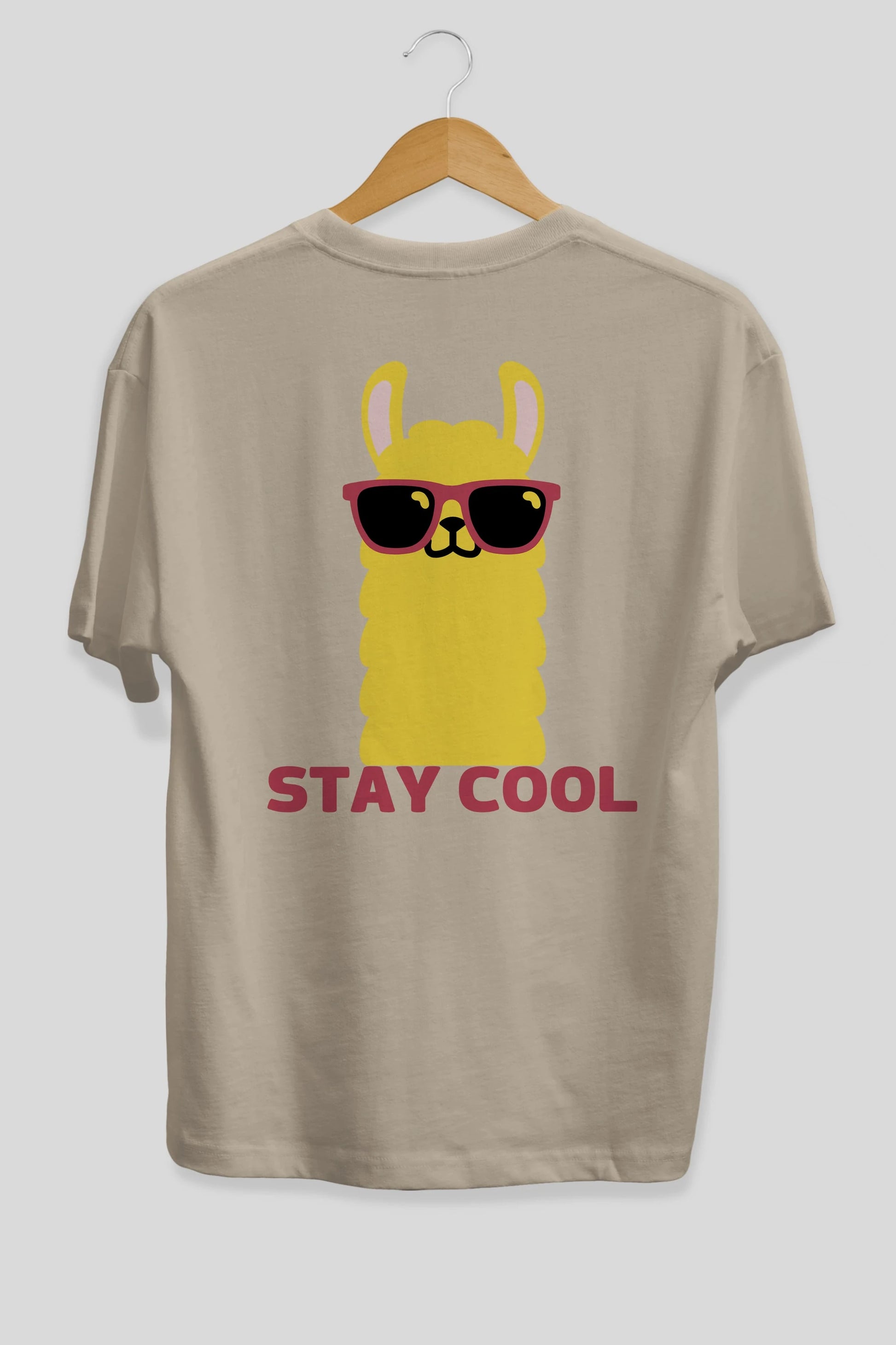 Stay Cool Yazılı Lama Arka Baskılı Oversize t-shirt Erkek Kadın Unisex