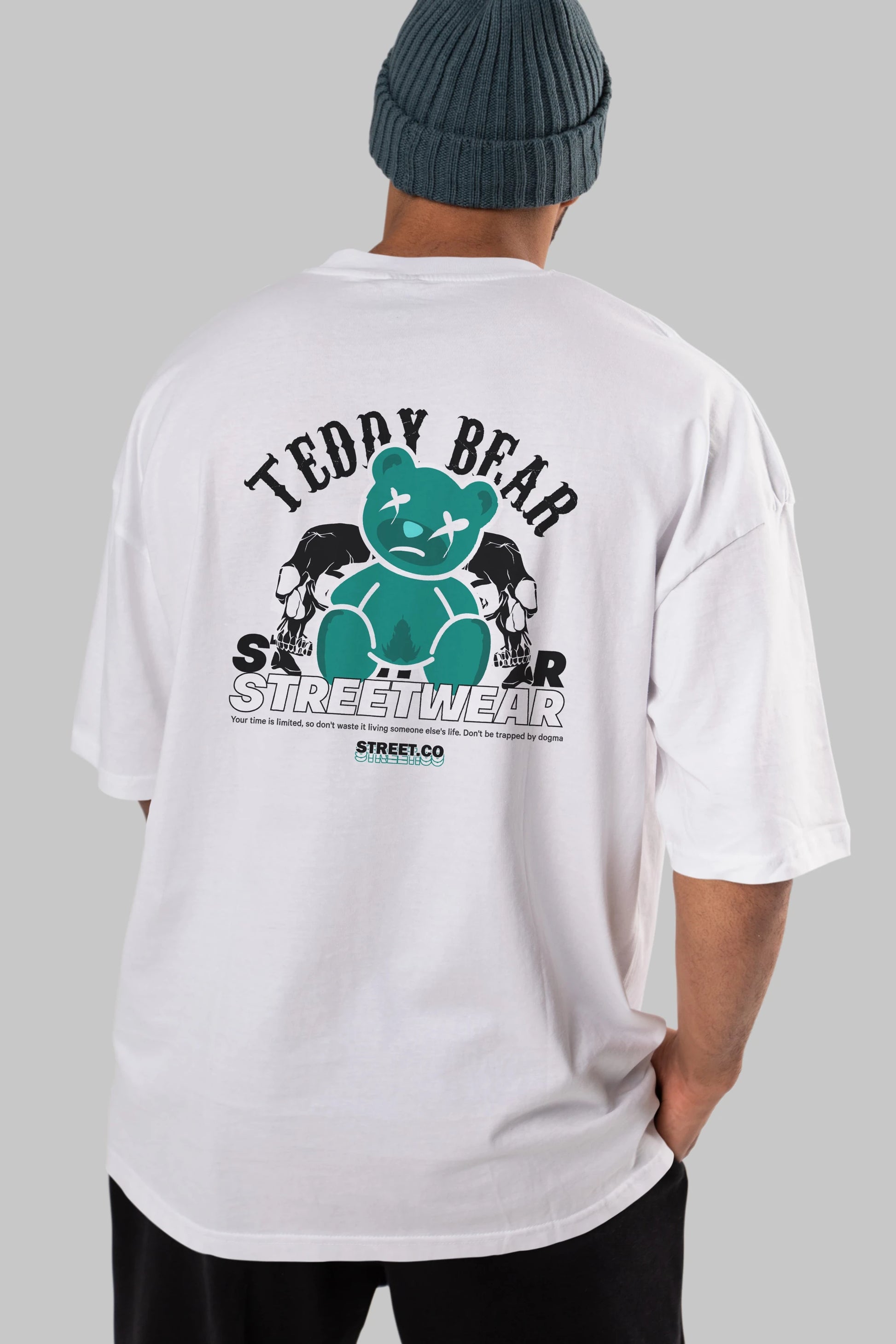 Teddy Bear Streetwear 2 Arka Baskılı Oversize t-shirt Erkek Kadın Unisex