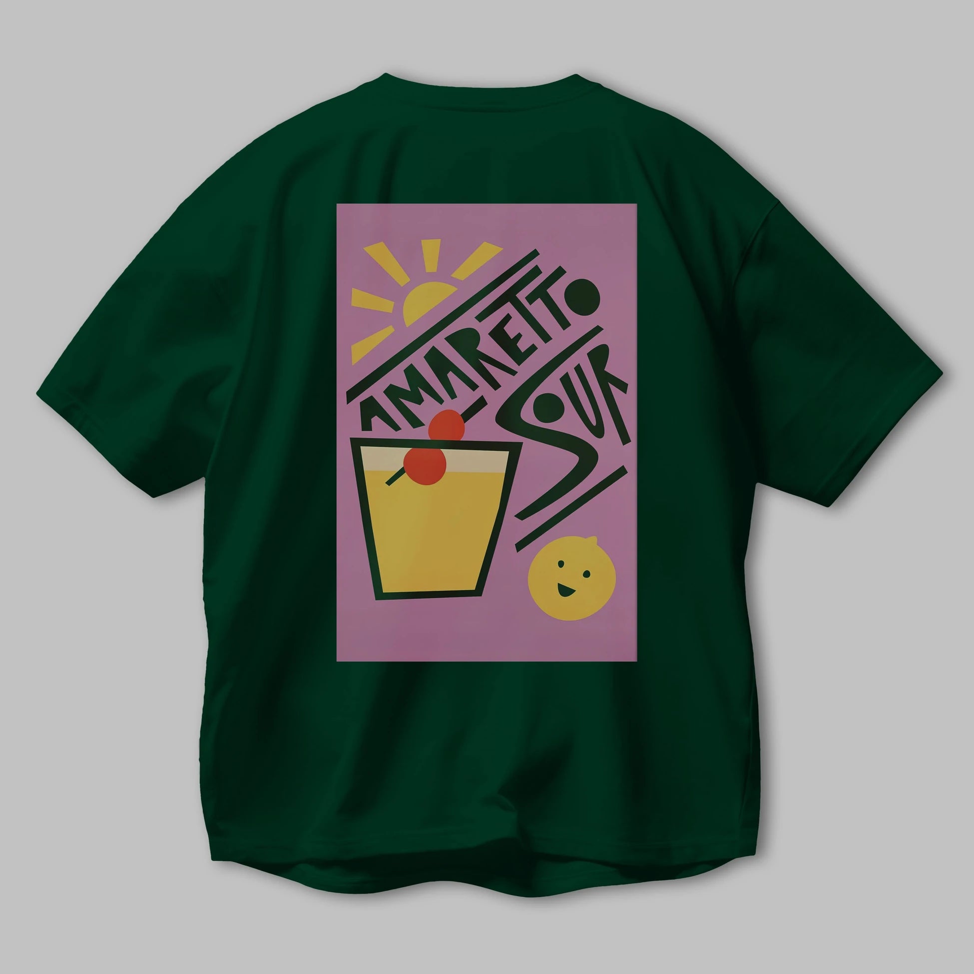 Amaretto Sour Arka Baskılı Oversize t-shirt Erkek Kadın Unisex %100 Pamuk Bisiklet Yaka tişort