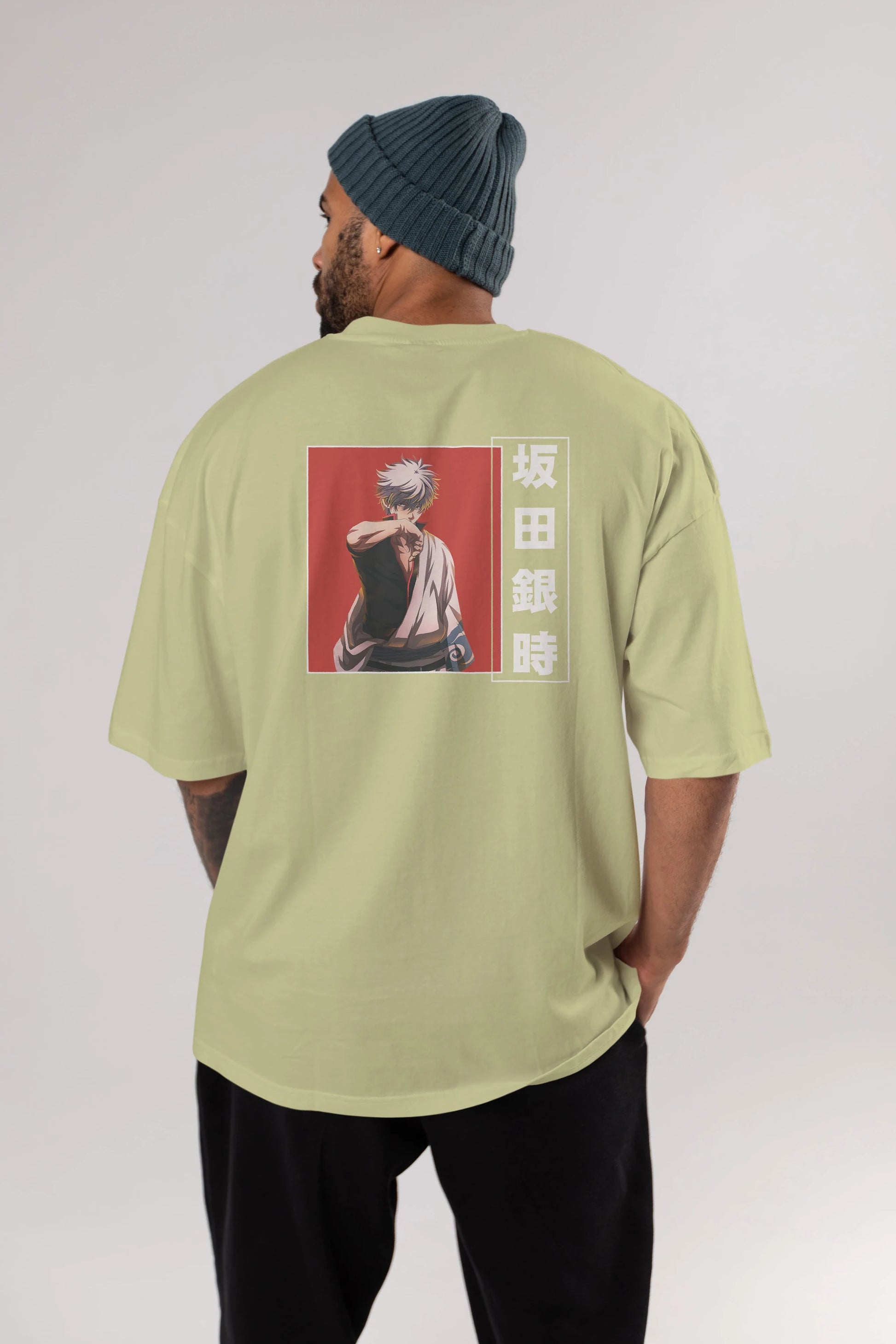 Gintoki Sakata GINTAMA 1 Anime Arka Baskılı Oversize t-shirt Erkek Kadın Unisex