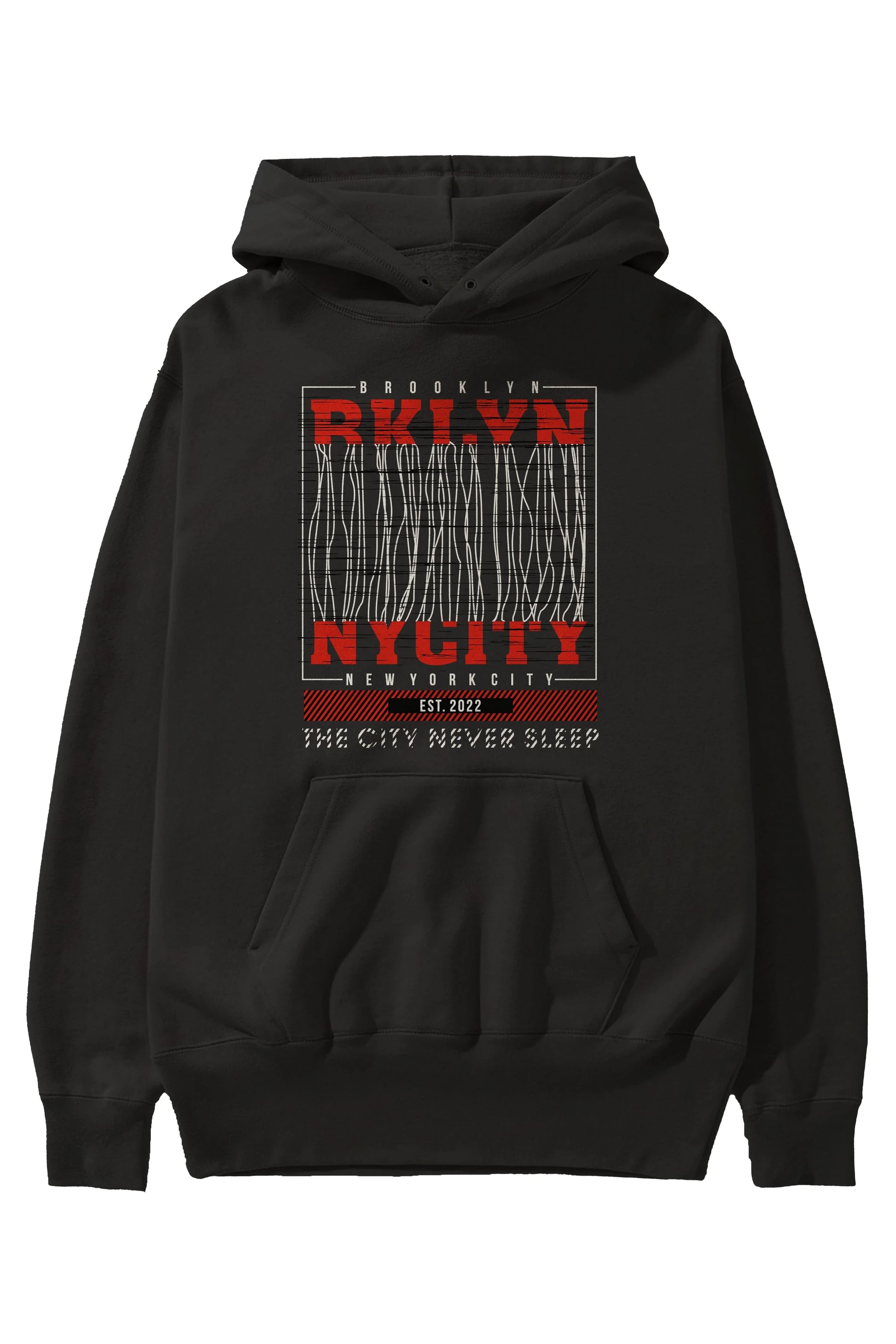 Brooklyn New York City Ön Baskılı Hoodie Oversize Kapüşonlu Sweatshirt Erkek Kadın Unisex