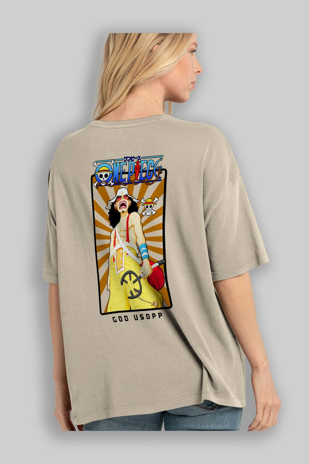 Usopp Anime Arka Baskılı Oversize t-shirt Erkek Kadın Unisex %100 pamuk tişort