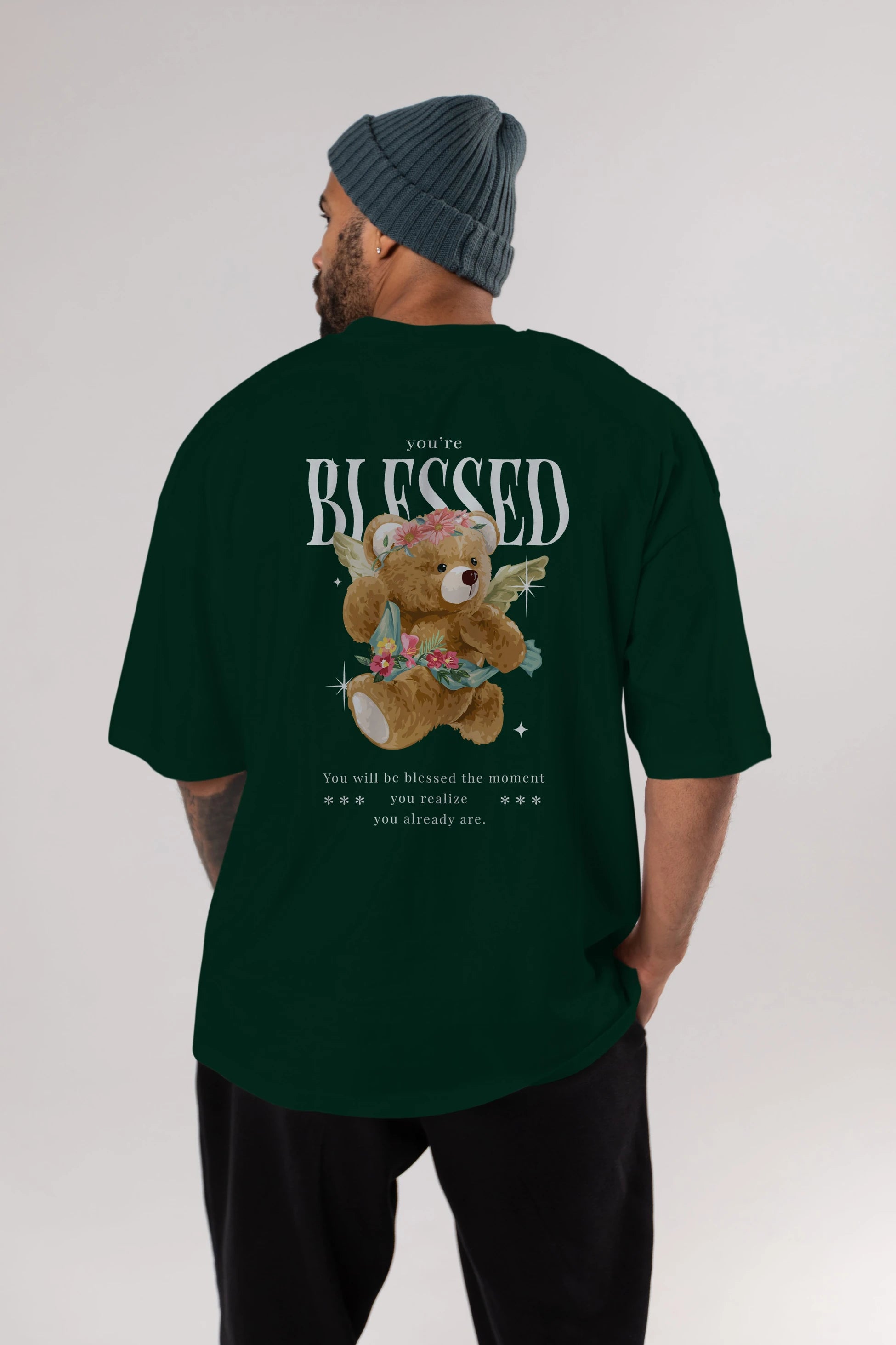 You are Blessed Bear Arka Baskılı Oversize t-shirt Erkek Kadın Unisex