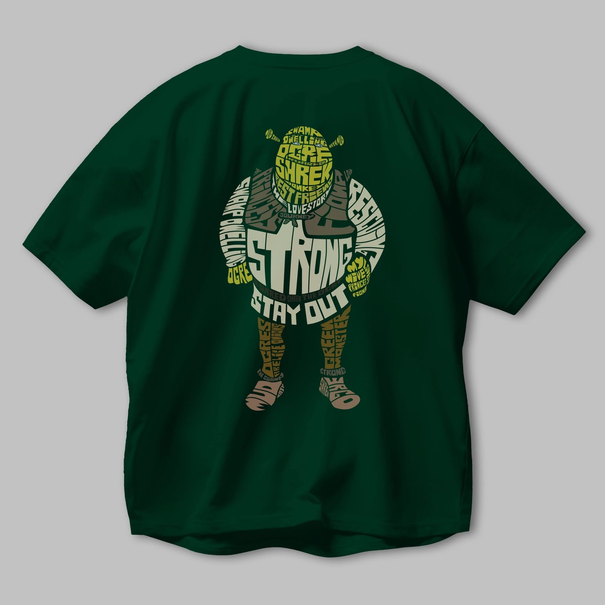 Shrek Arka Baskılı Oversize t-shirt %100 pamuk Erkek Kadın Unisex