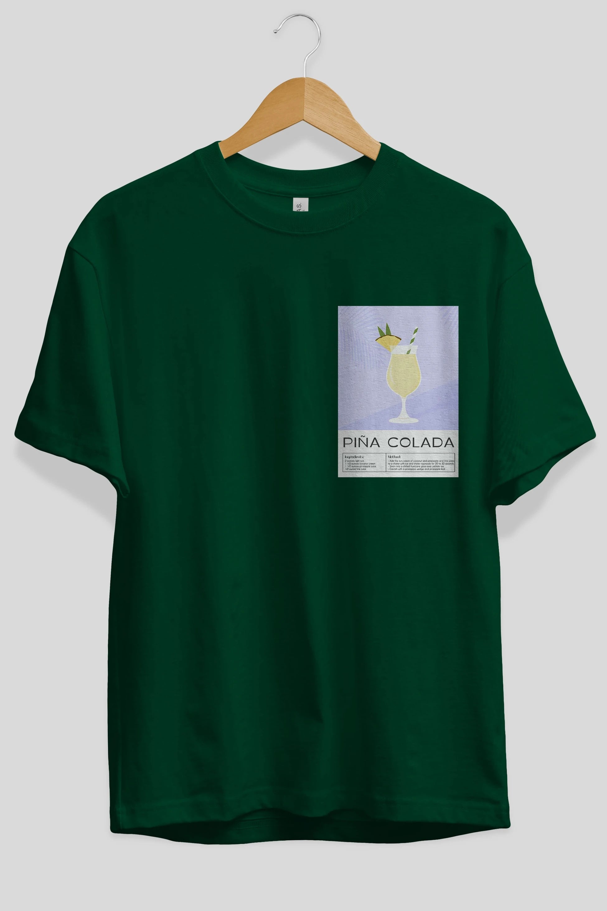 PIna Colada 6 Ön Sol Baskılı Oversize t-shirt Erkek Kadın Unisex %100 Pamuk Bisiklet Yaka tişort