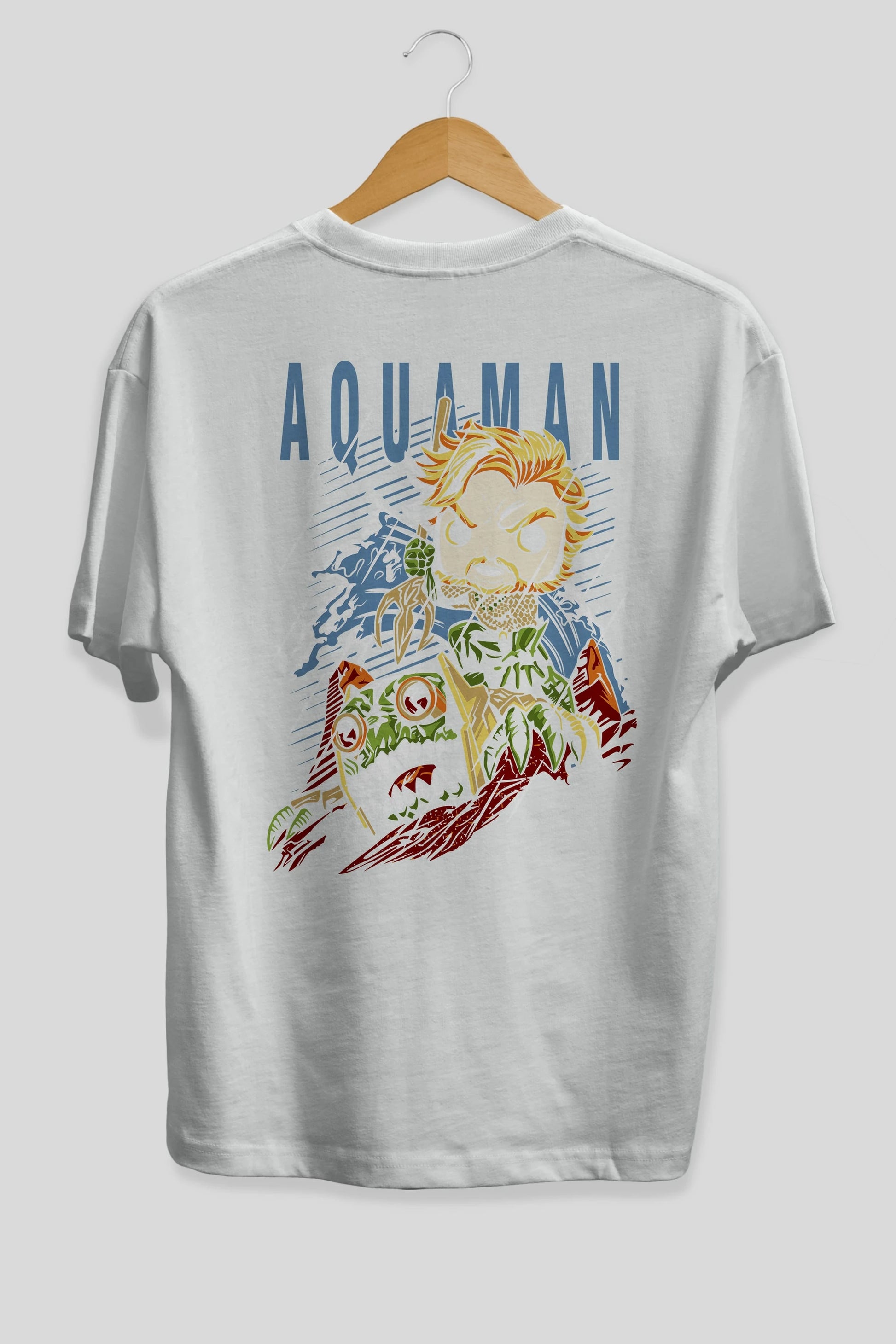 Aquaman Arka Baskılı Oversize t-shirt Erkek Kadın Unisex %100 Pamuk Bisiklet Yaka tişort