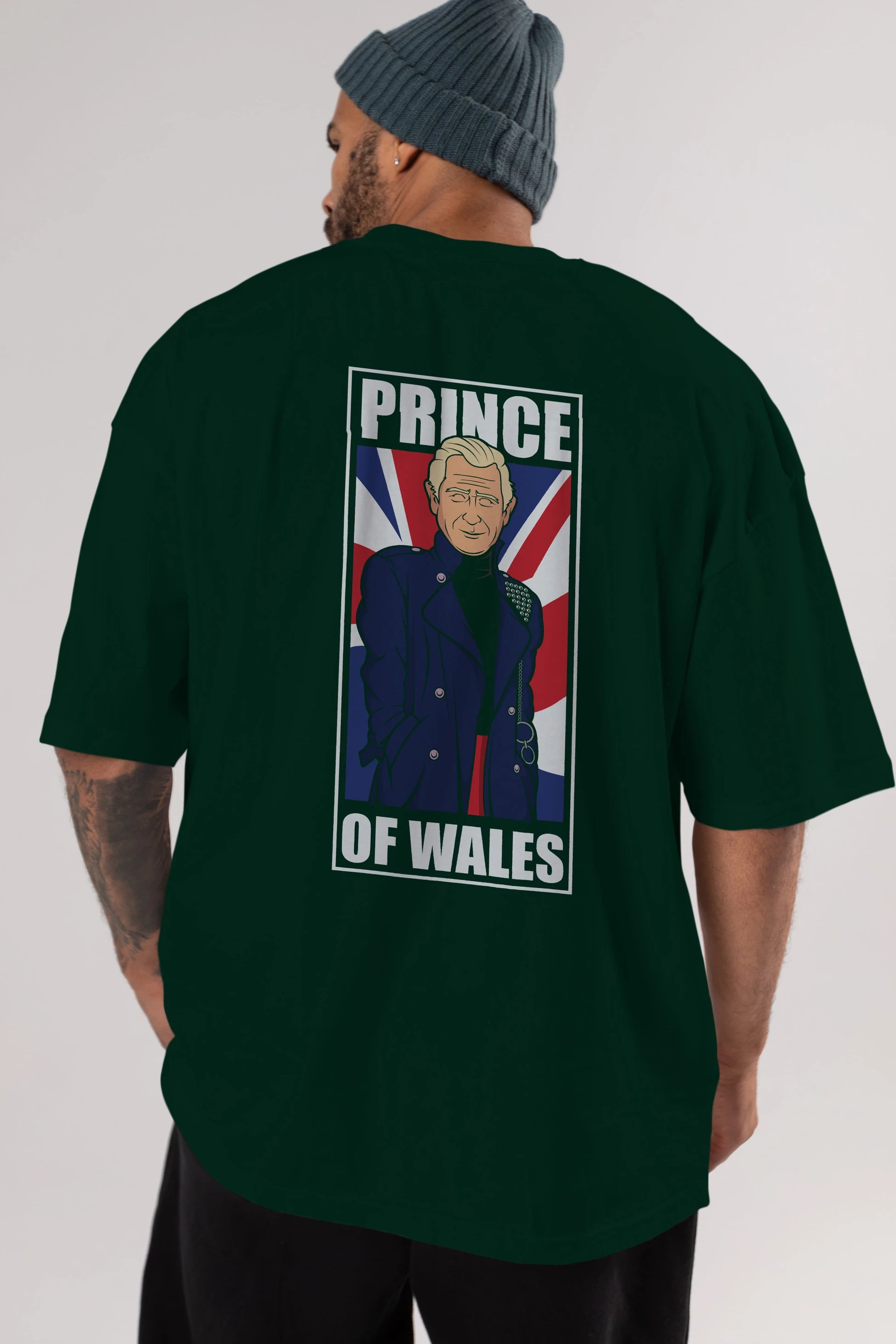 Prince Charles Arka Baskılı Oversize t-shirt Erkek Kadın Unisex %100 Pamuk tişort