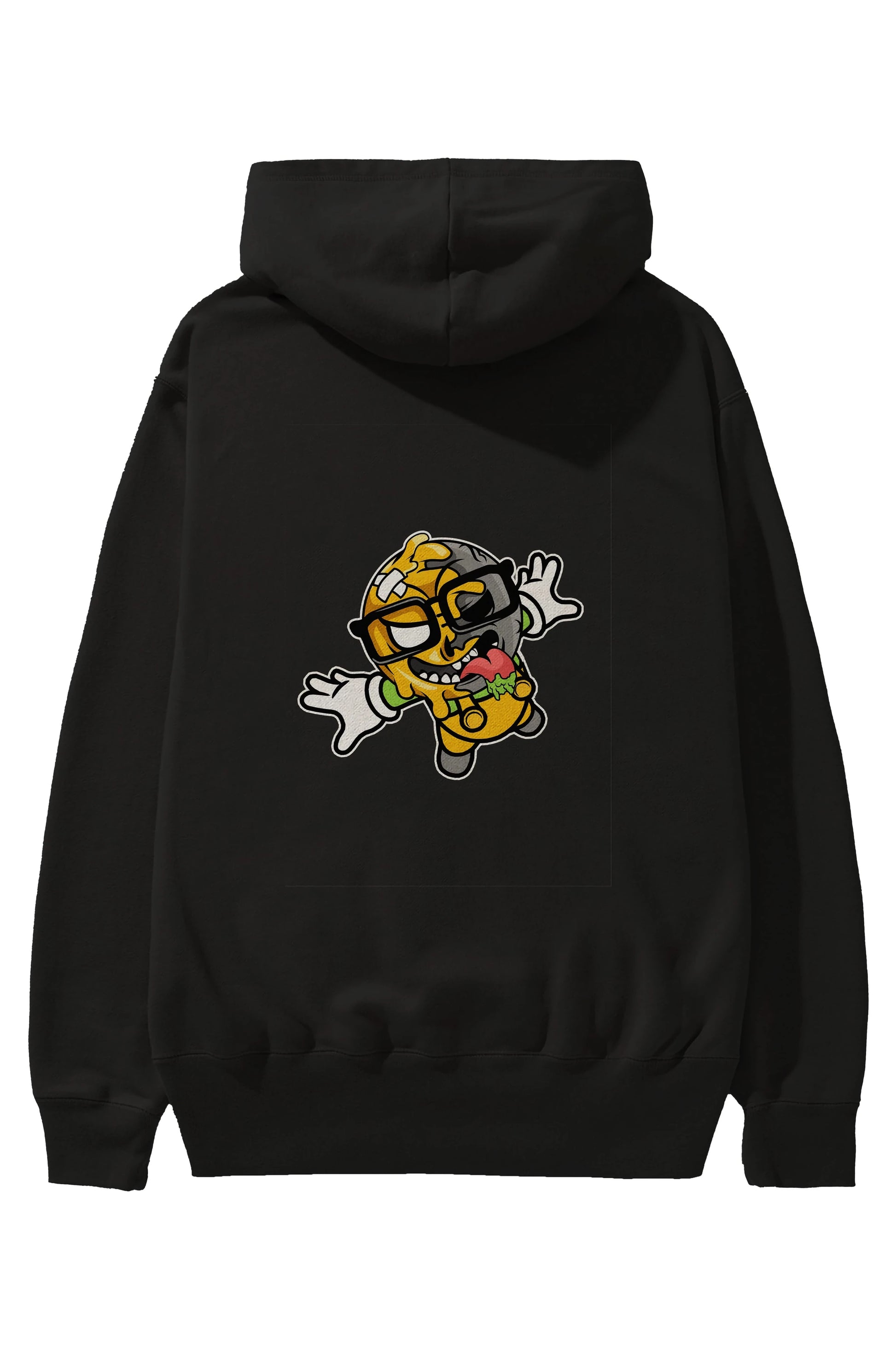 Smiley Jump Arka Baskılı Hoodie Oversize Kapüşonlu Sweatshirt Erkek Kadın Unisex