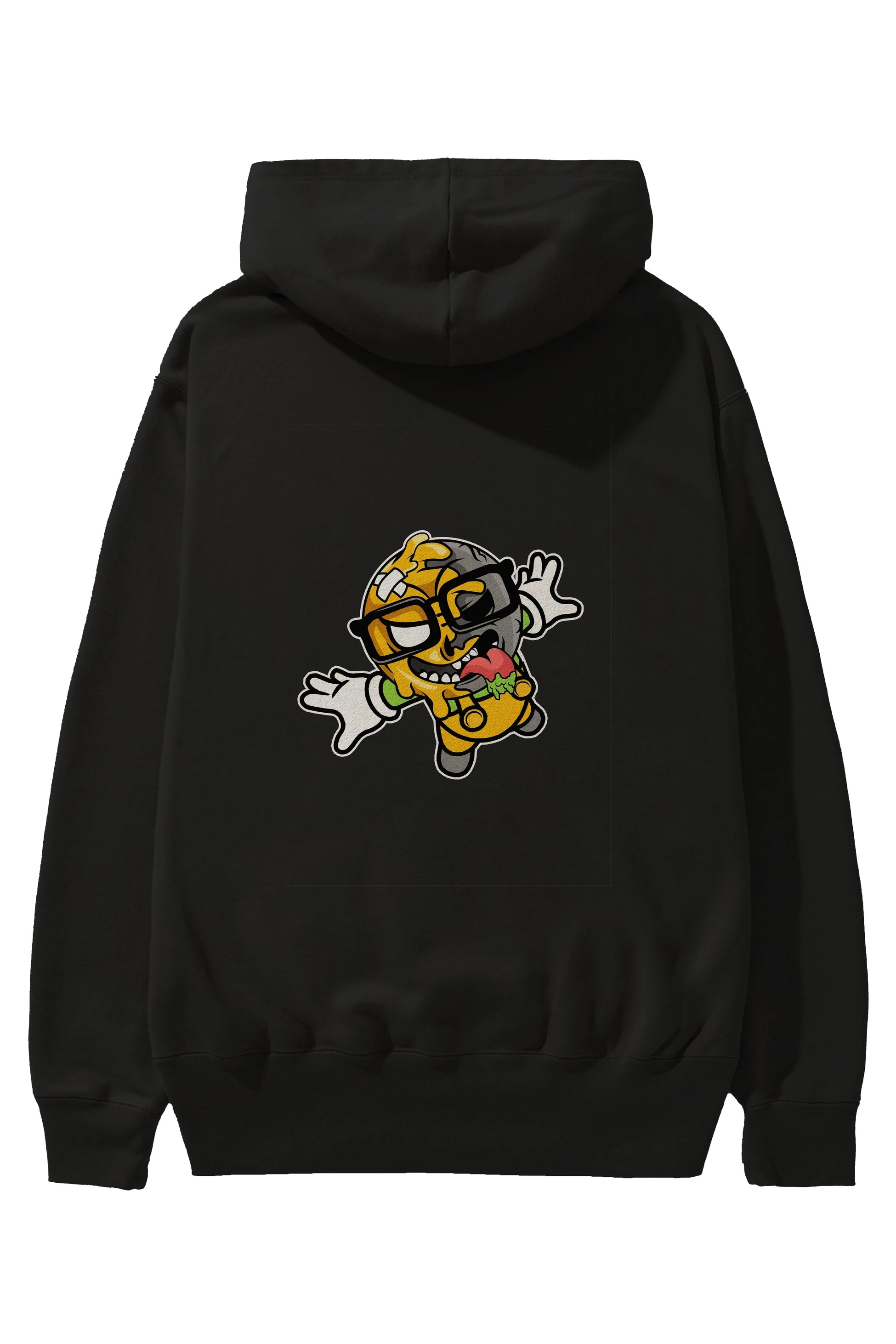 Smiley Jump Arka Baskılı Hoodie Oversize Kapüşonlu Sweatshirt Erkek Kadın Unisex
