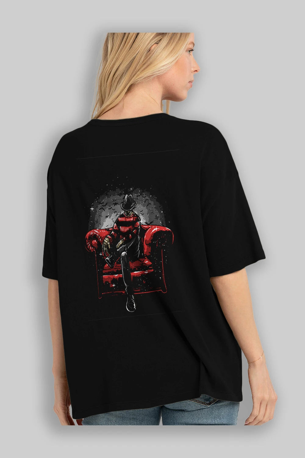 Nightmare Side Arka Baskılı Oversize t-shirt Erkek Kadın Unisex %100 Pamuk