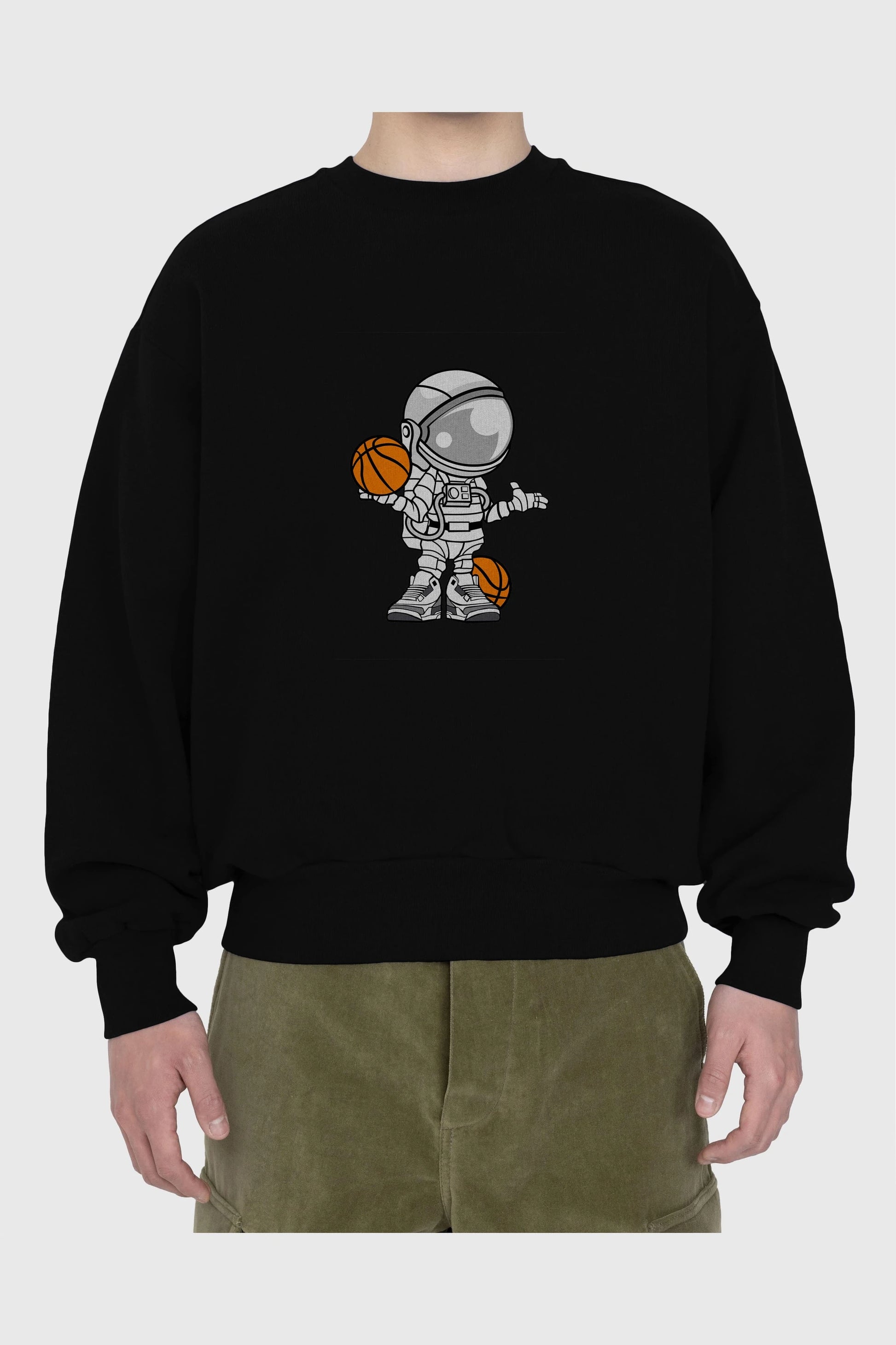 Astronaut Basketball Player Ön Baskılı Oversize Sweatshirt Erkek Kadın Unisex