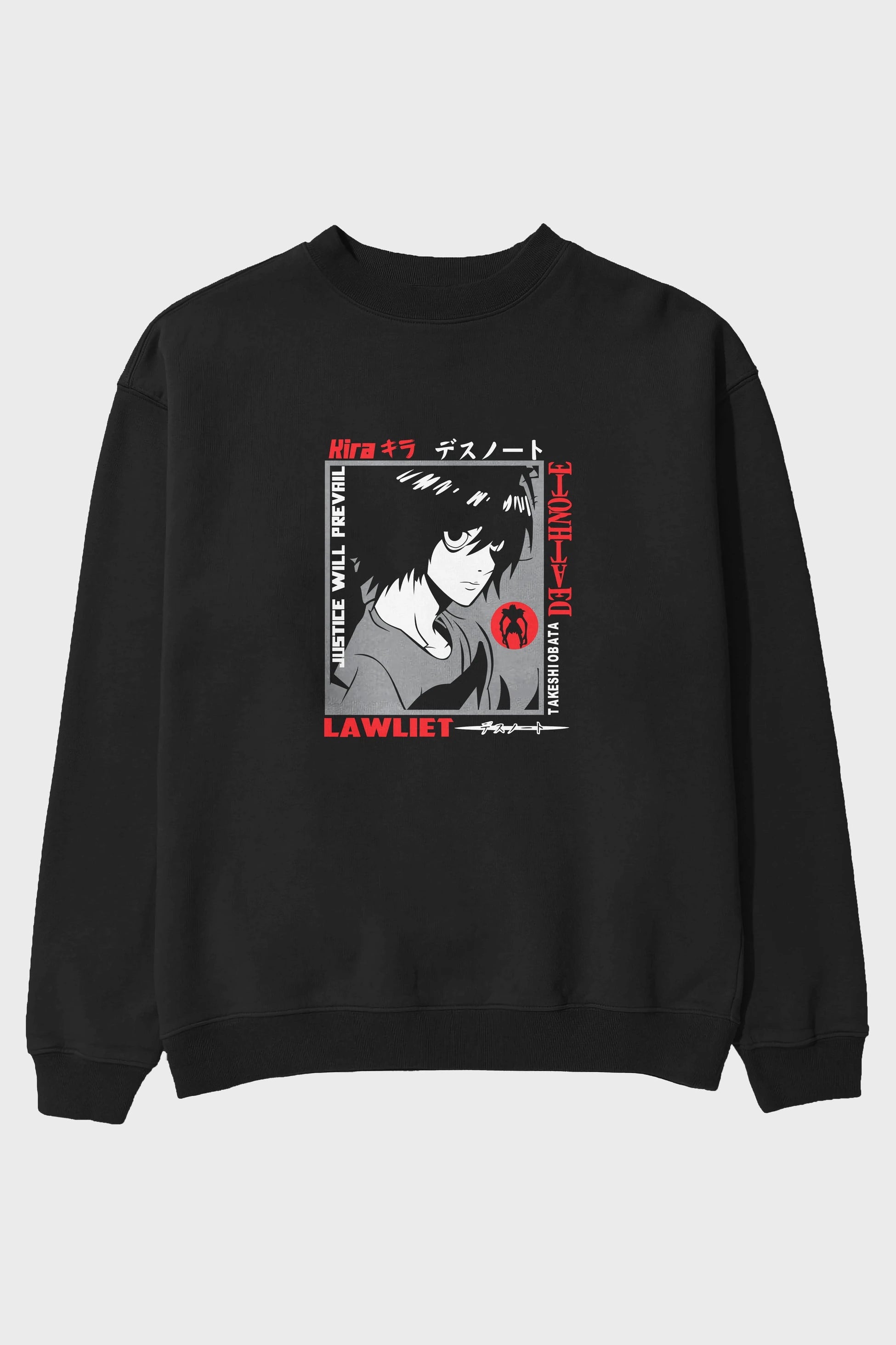 DEATH NOTE Anime Ön Baskılı Oversize Sweatshirt Erkek Kadın Unisex