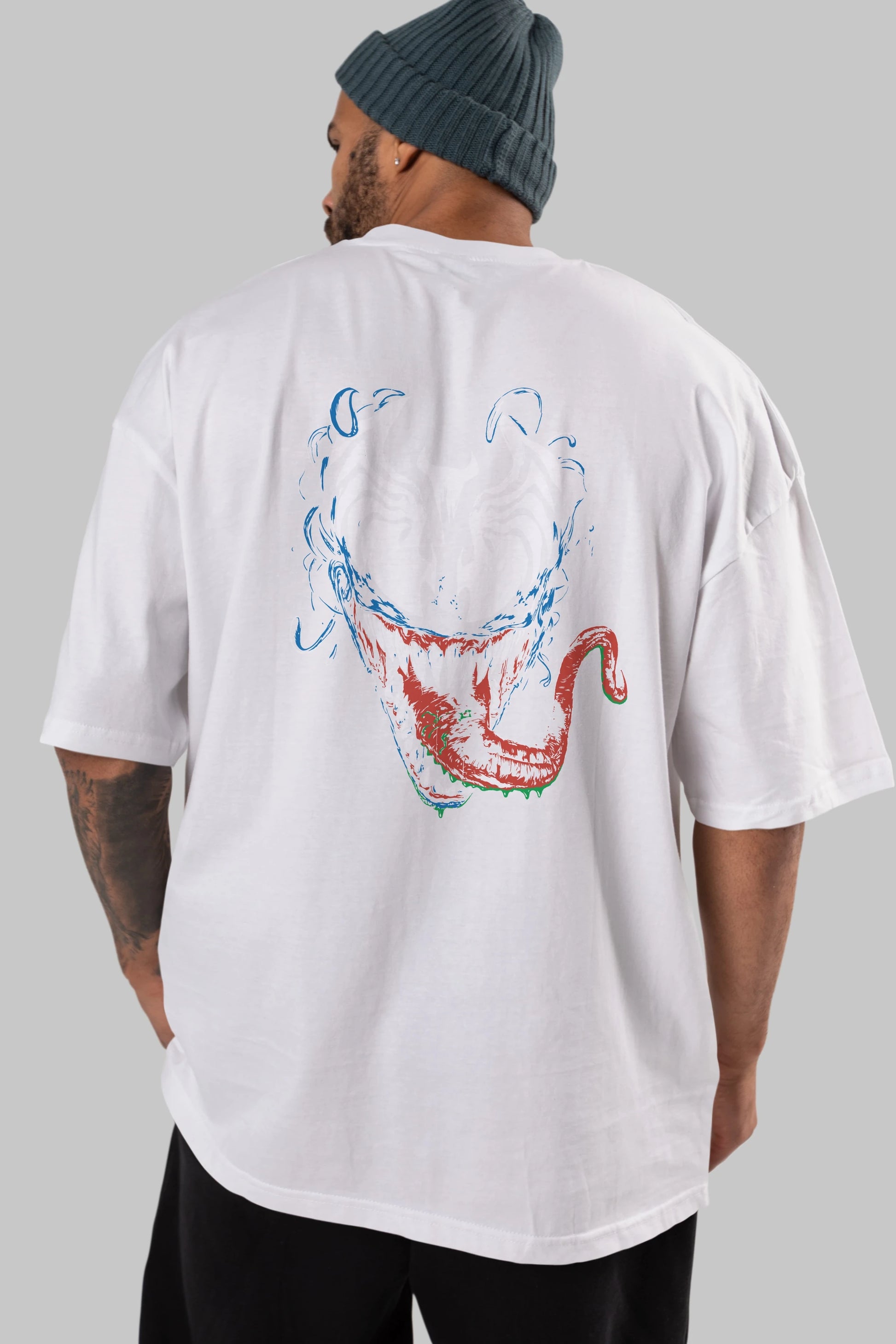 Venom (2) Arka Baskılı Oversize t-shirt Erkek Kadın Unisex %100 Pamuk Bisiklet Yaka tişort