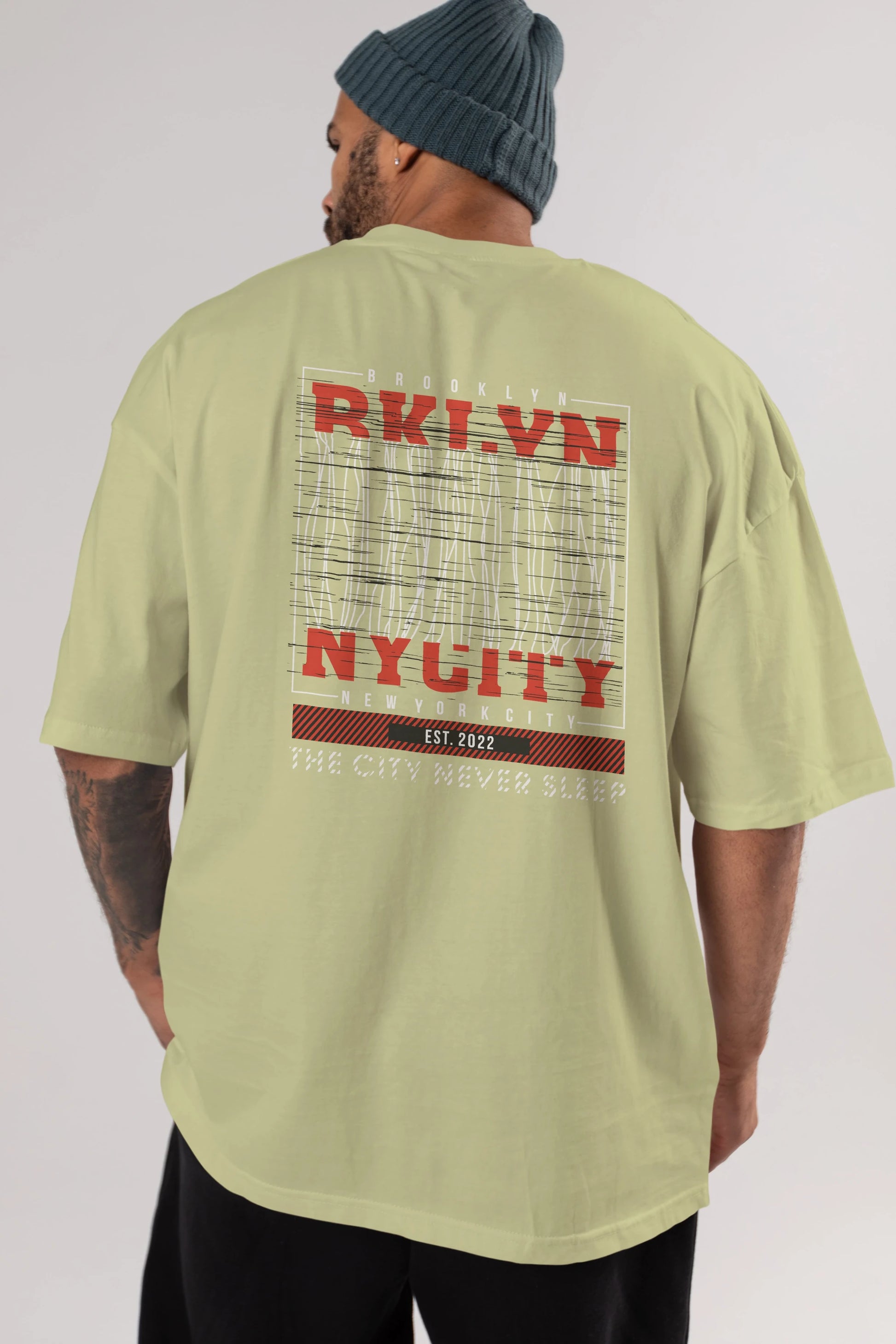 Brooklyn New York City Arka Baskılı Oversize t-shirt Erkek Kadın Unisex