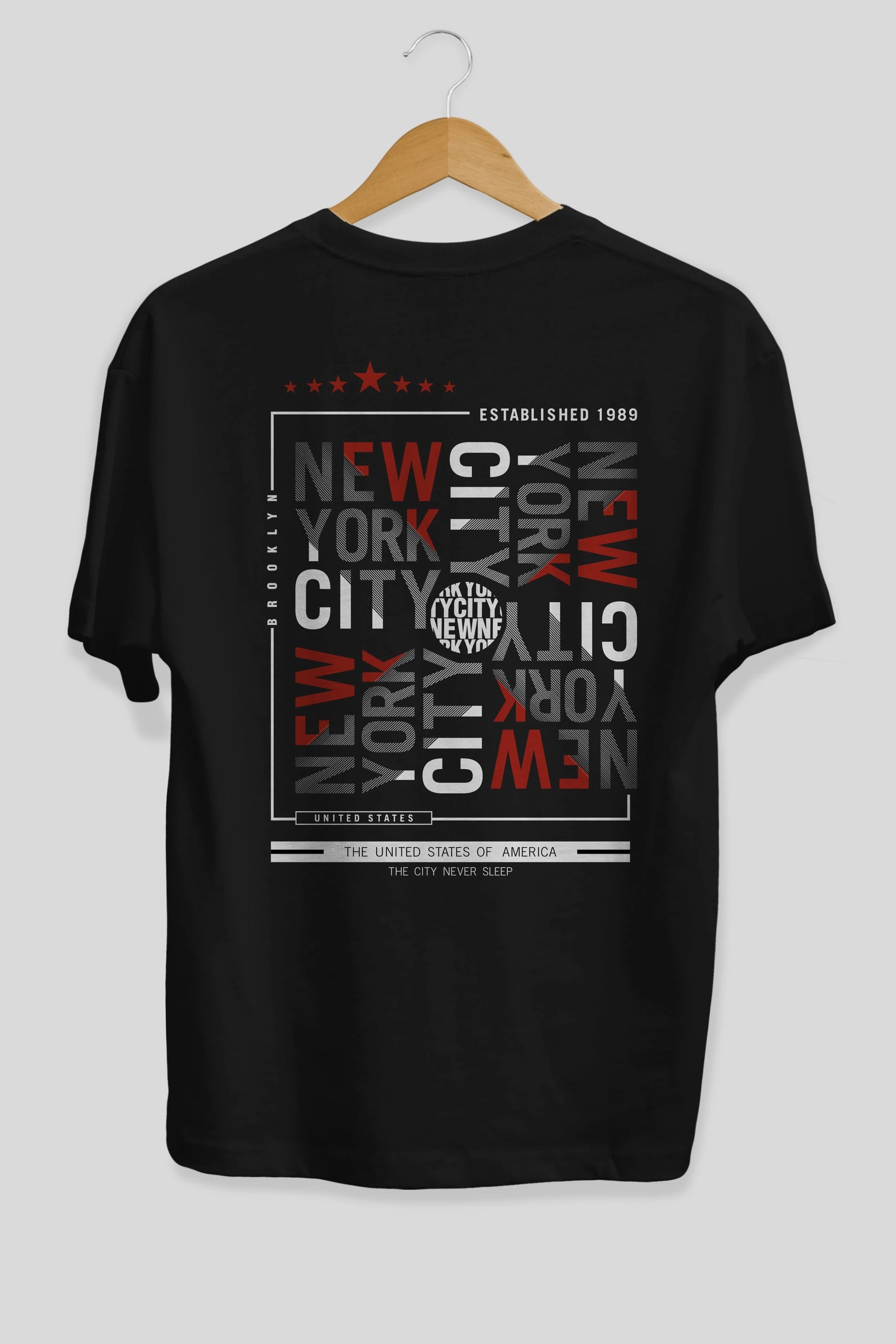New York Style 2 Arka Baskılı Oversize t-shirt Erkek Kadın Unisex