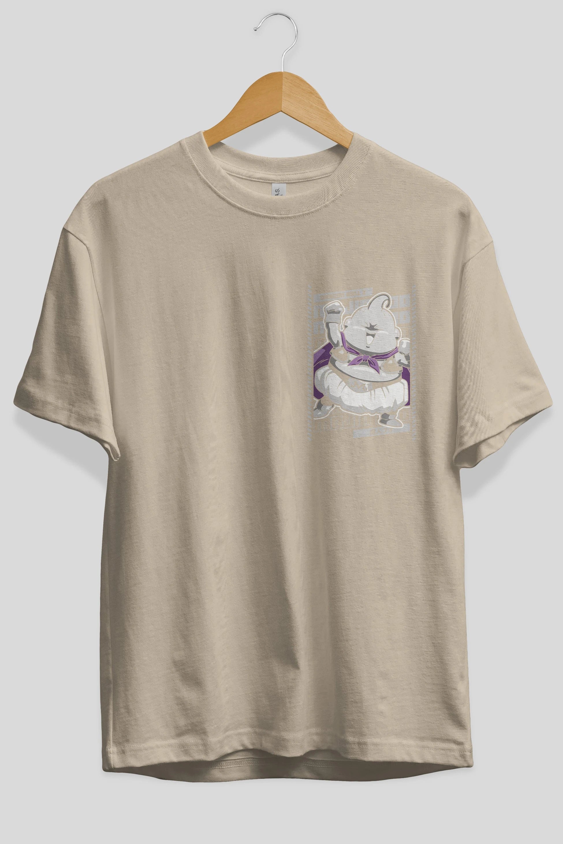 MAJIN BOO2 Ön Sol Baskılı Oversize t-shirt Erkek Kadın Unisex %100 Pamuk Bisiklet Yaka tişort