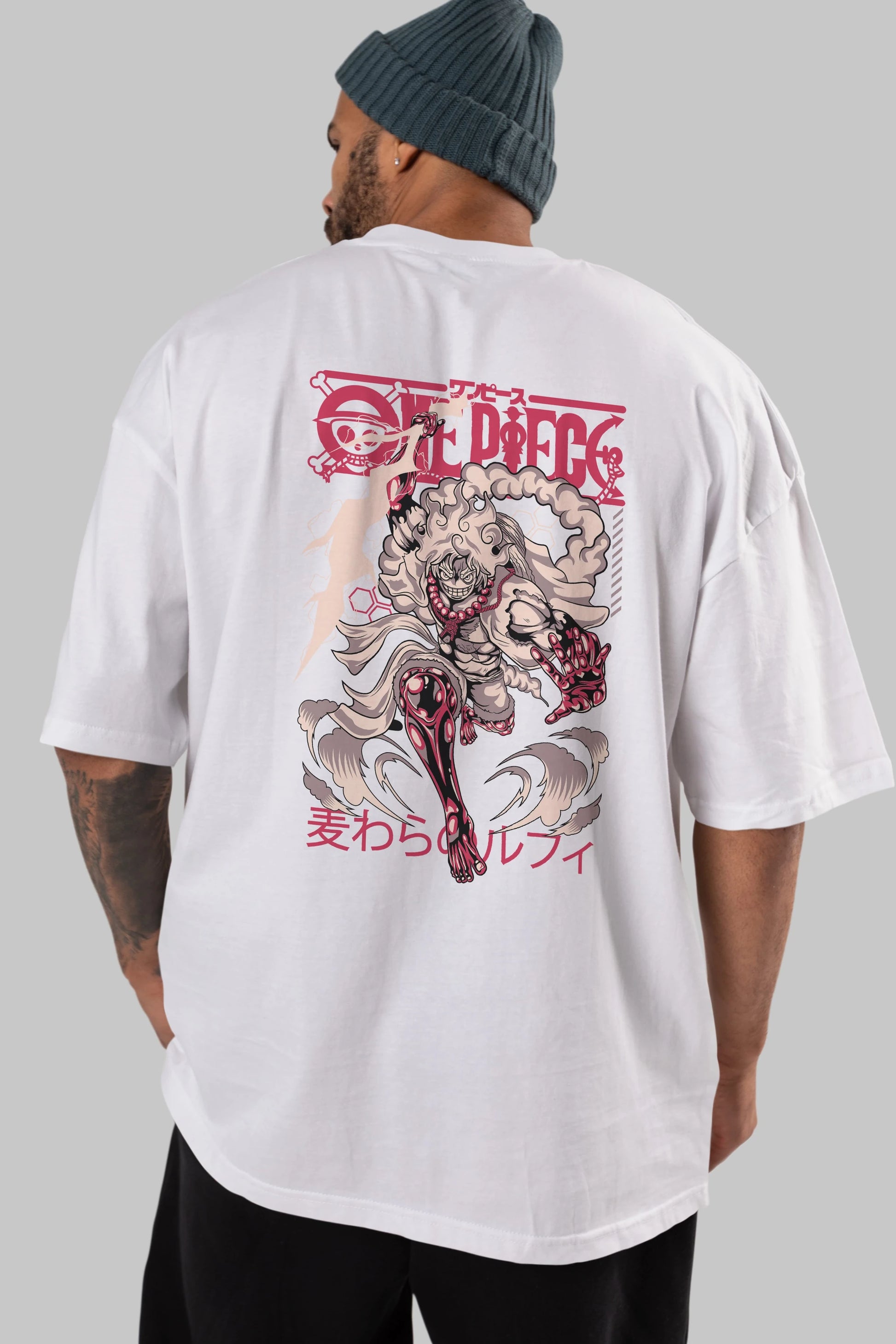 MONKEY D. LUFF-ONE PIECE 1 Anime Arka Baskılı Oversize t-shirt Erkek Kadın Unisex
