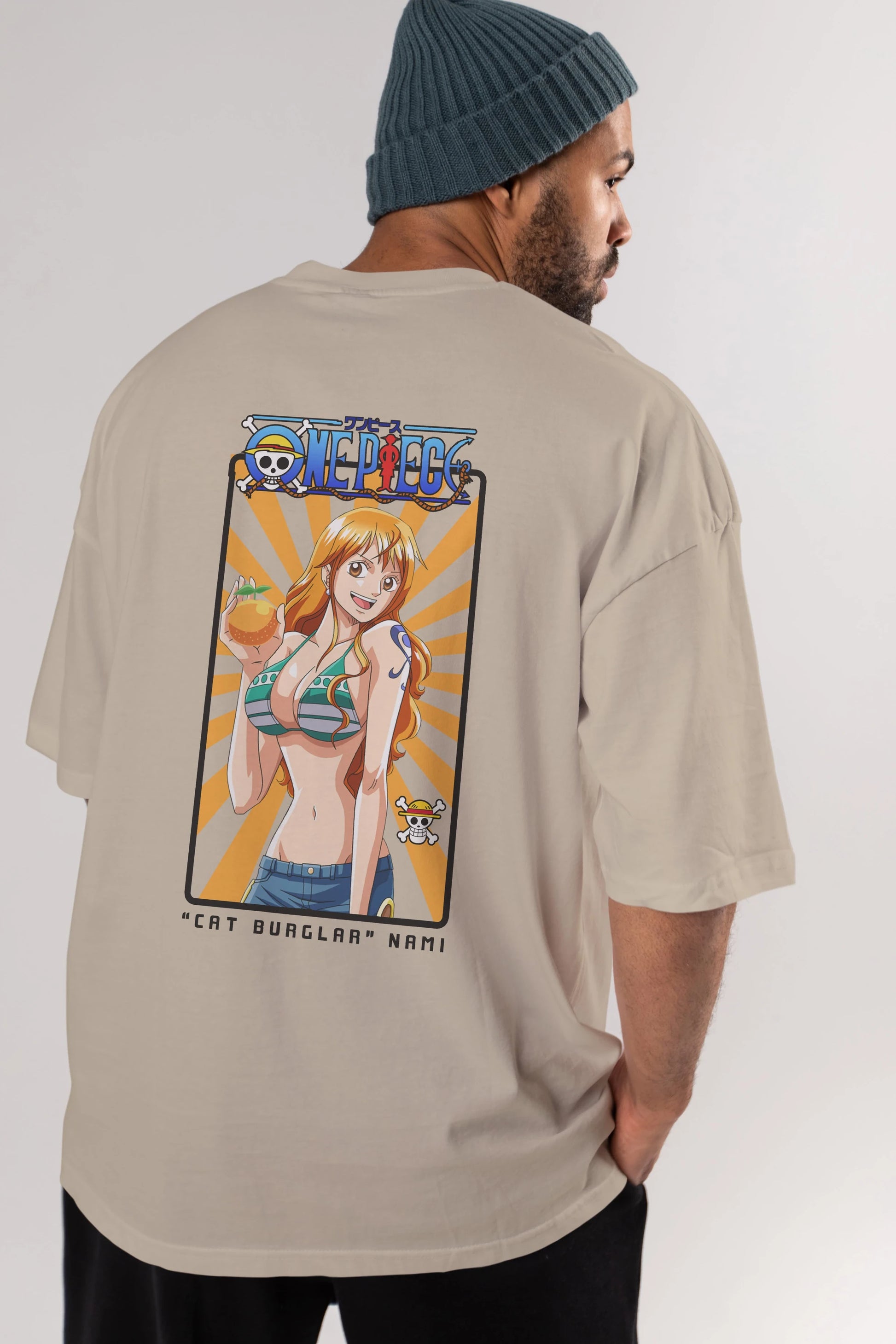 Nami Anime Arka Baskılı Oversize t-shirt Erkek Kadın Unisex %100 pamuk tişort