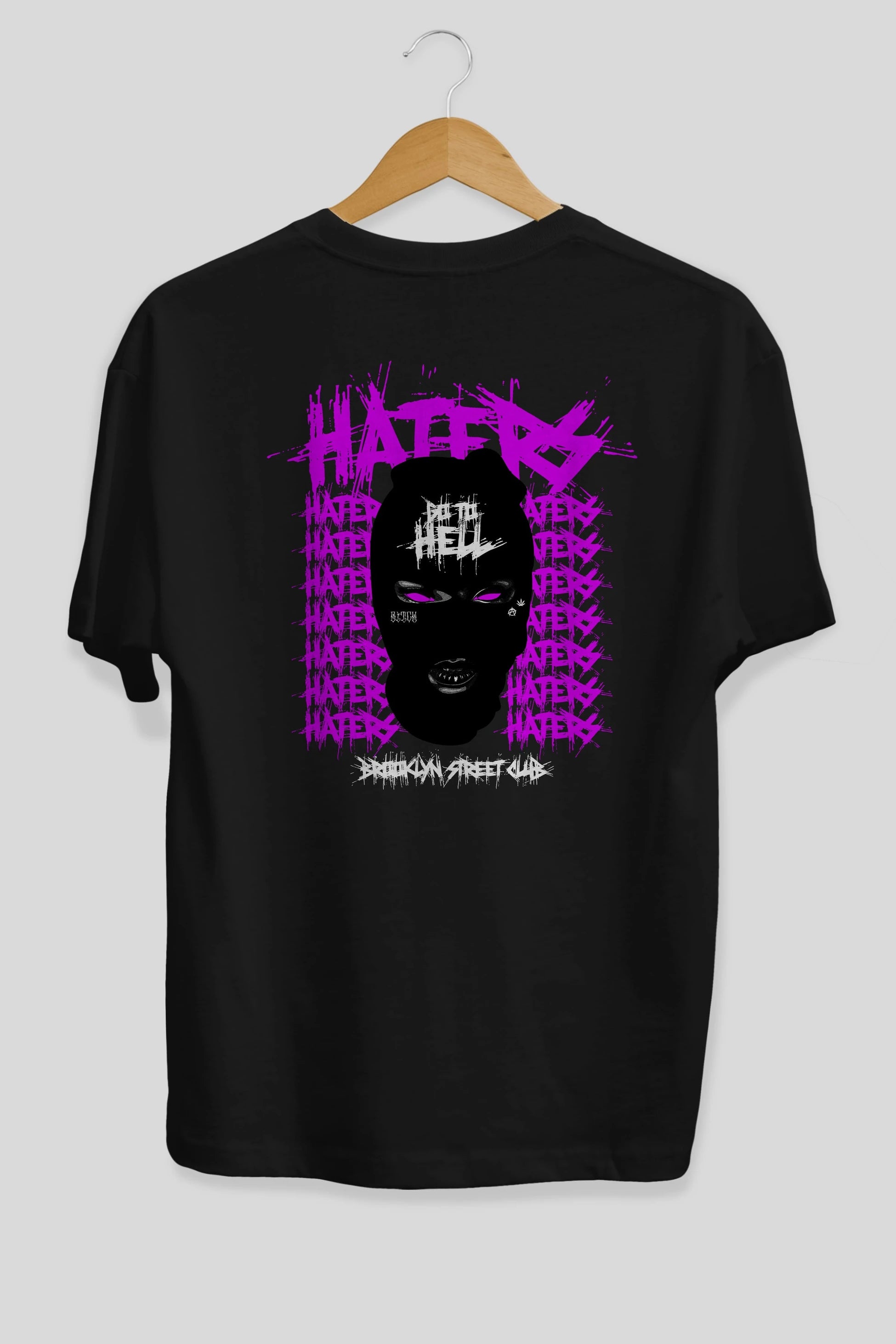 Haters Brooklyn Street Club Arka Baskılı Oversize t-shirt Erkek Kadın Unisex