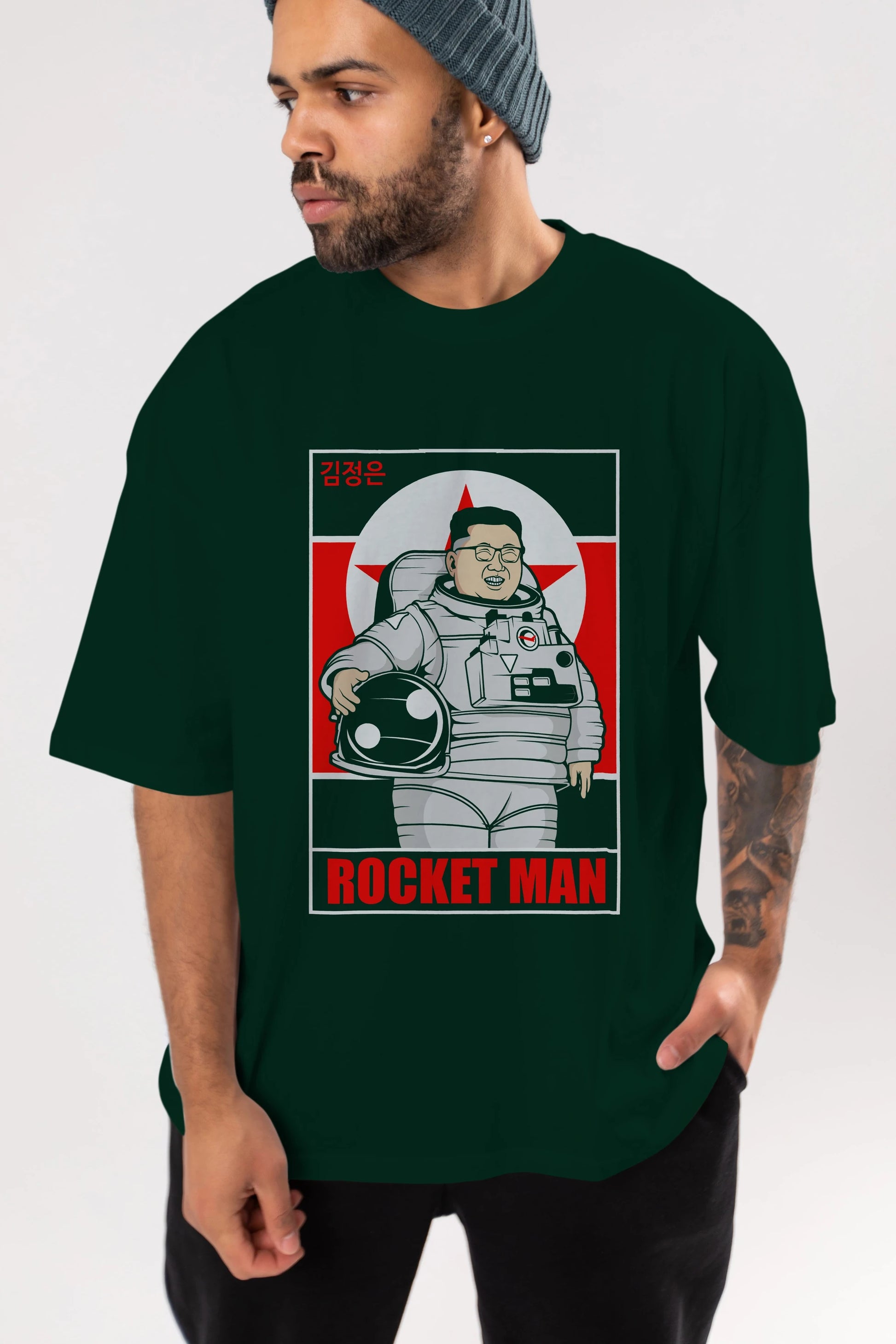 Astronot Kim Ön Baskılı Oversize t-shirt Erkek Kadın Unisex %100 Pamuk tişort