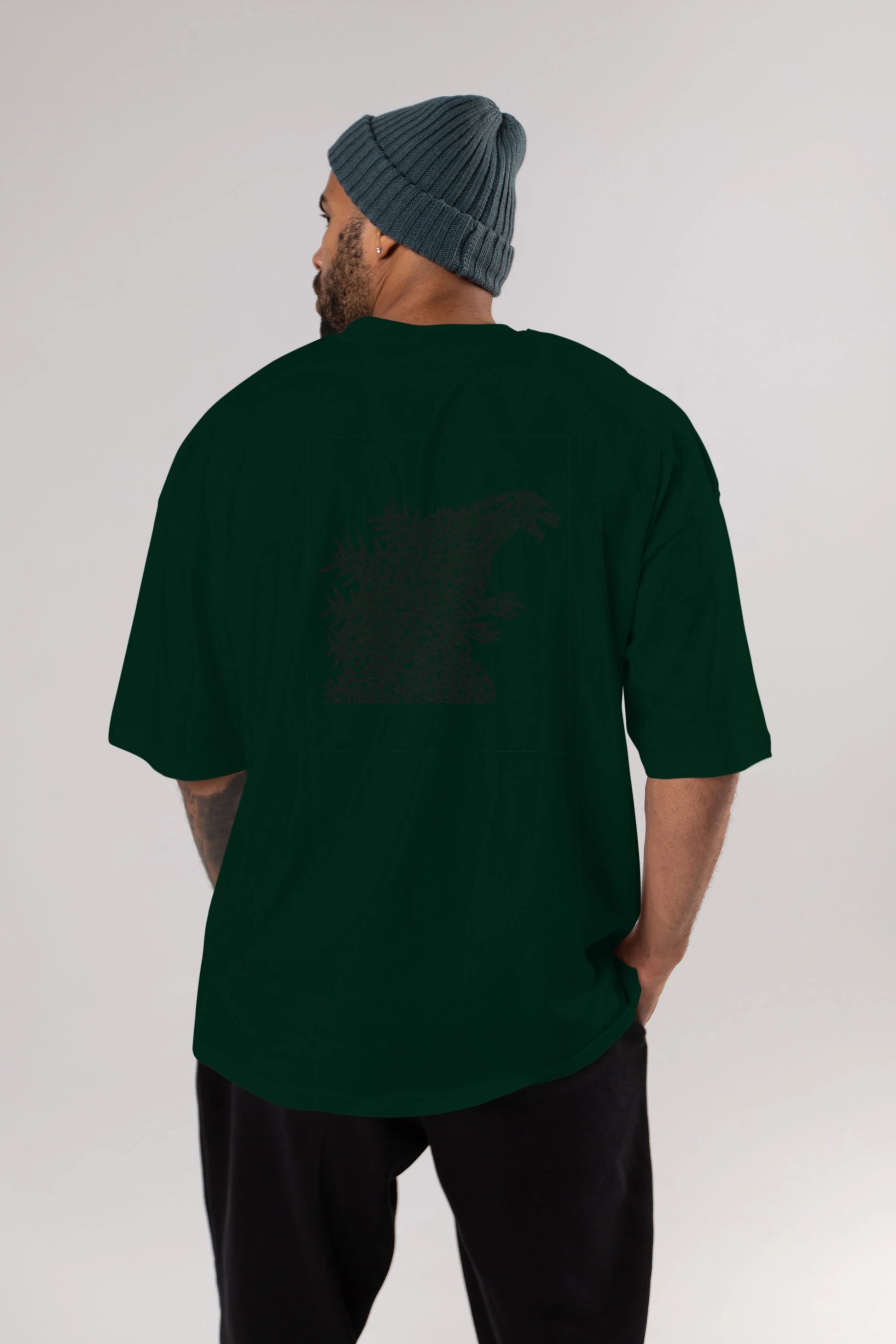 Godzilla Arka Baskılı Oversize t-shirt %100 pamuk Erkek Kadın Unisex