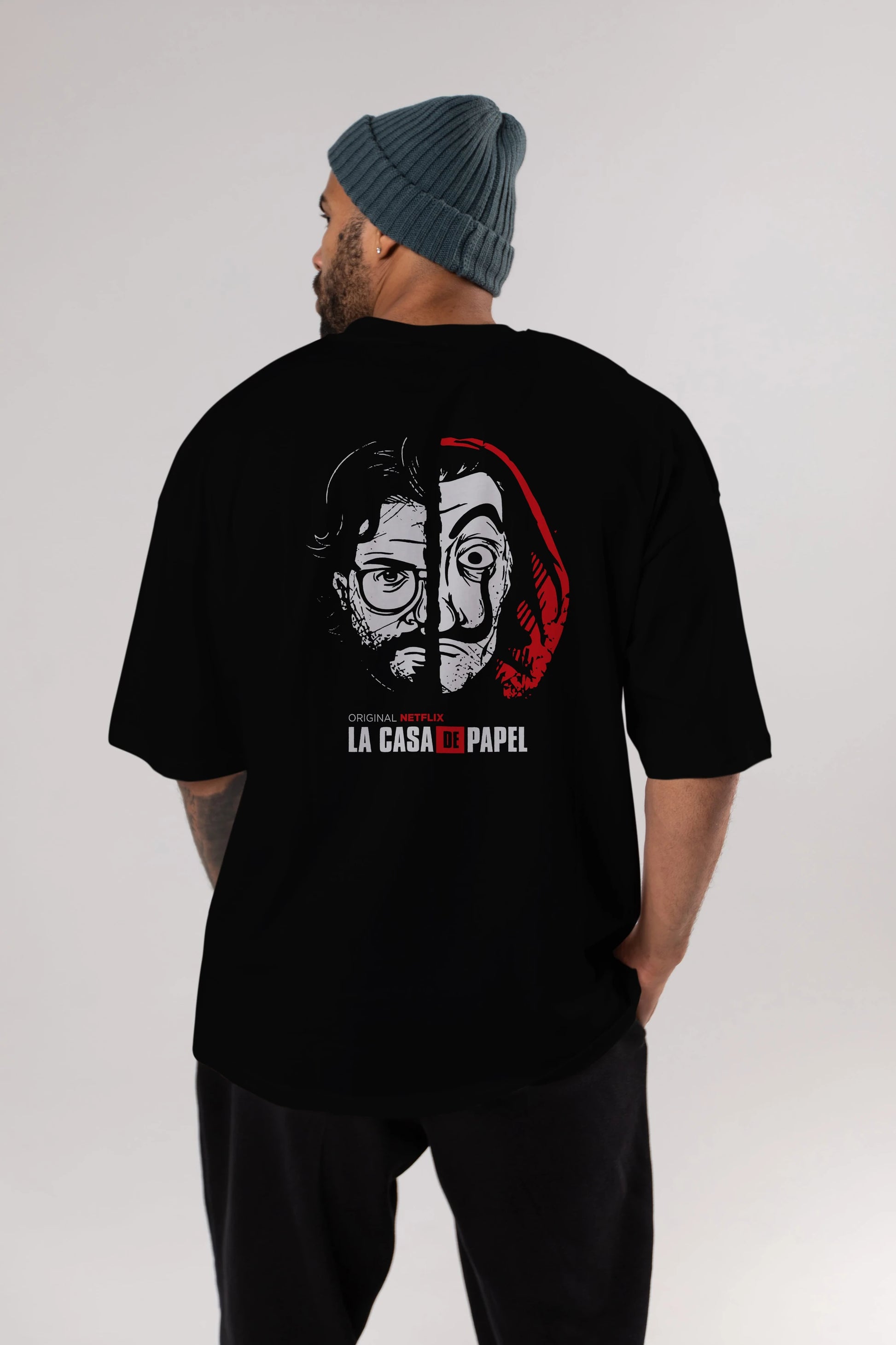 La Casa De Papel (9) Arka Baskılı Oversize t-shirt Erkek Kadın Unisex %100 Pamuk Bisiklet Yaka tişort