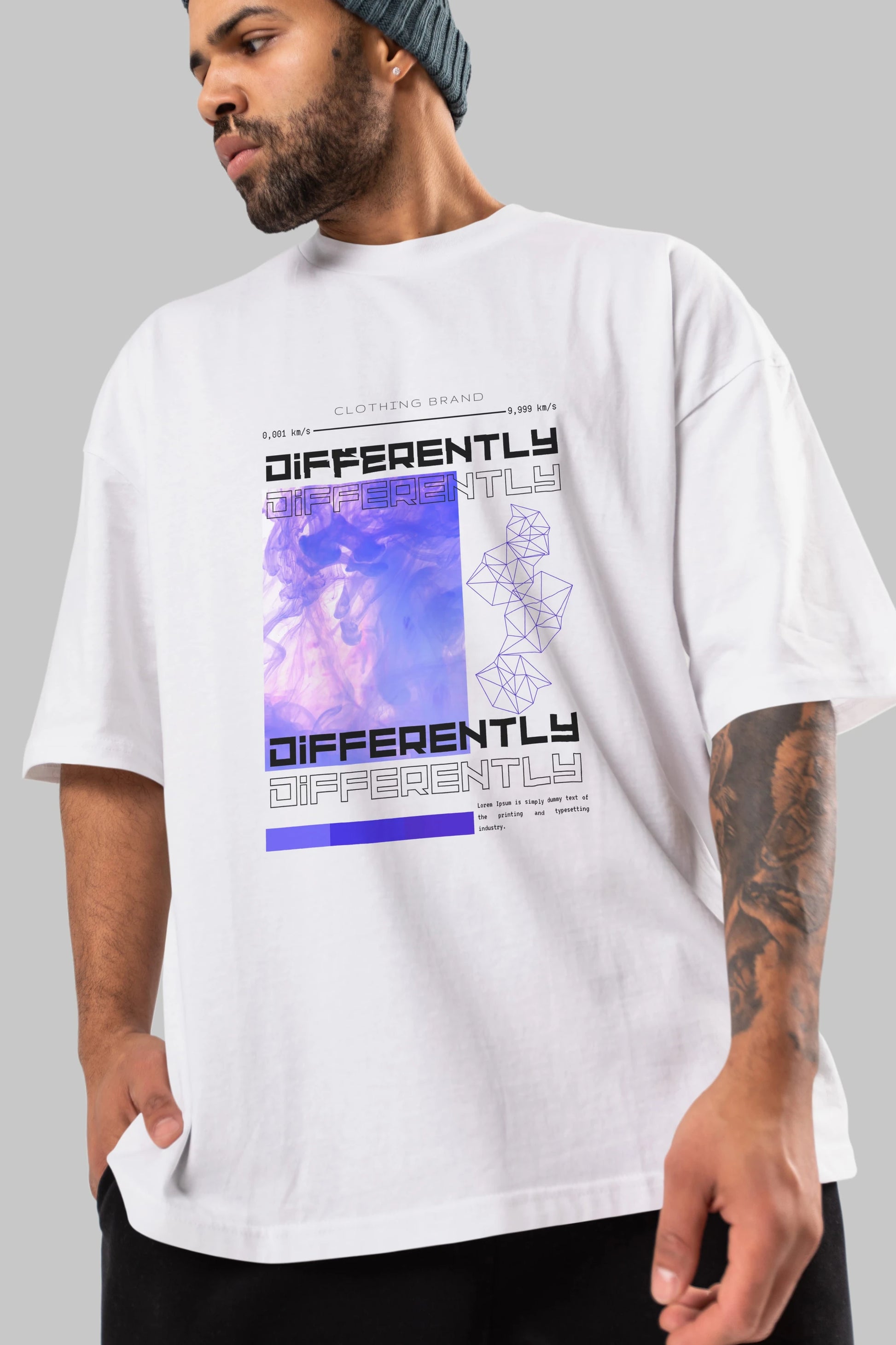 Differently Yazılı Ön Baskılı Oversize t-shirt Erkek Kadın Unisex