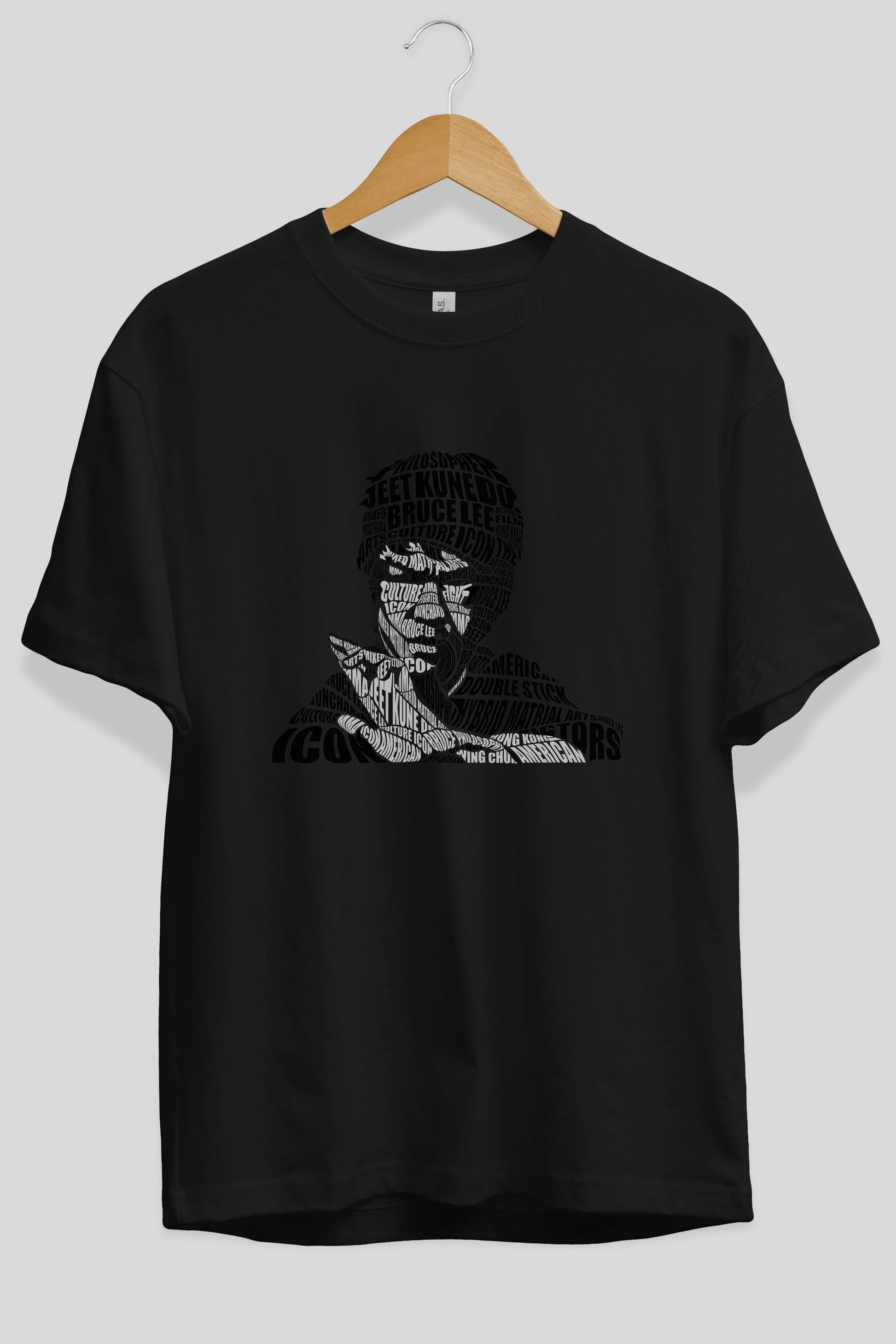 Bruce Lee Calligram Ön Baskılı Oversize t-shirt %100 pamuk Erkek Kadın Unisex