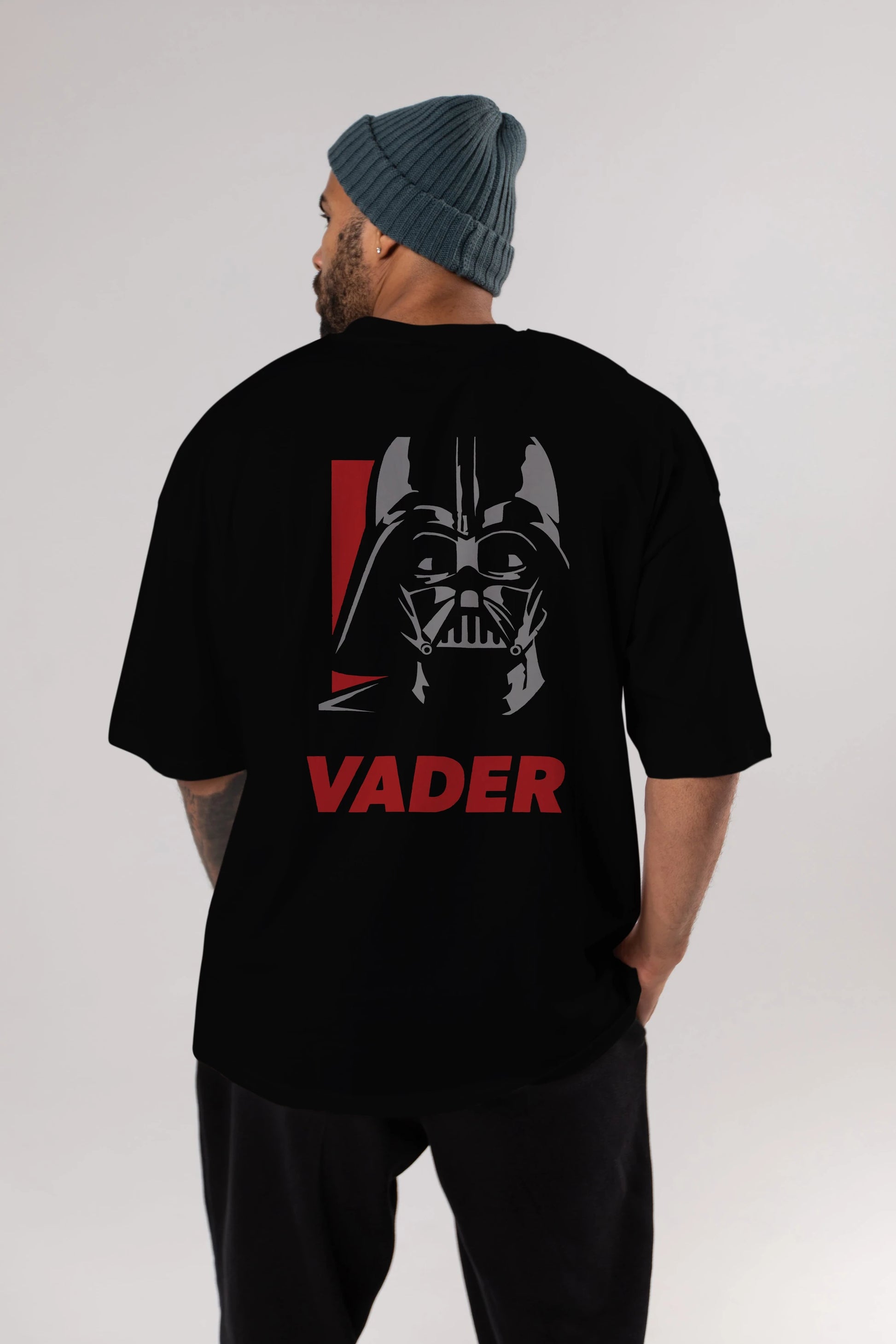 Darth Vader Arka Baskılı Oversize t-shirt Erkek Kadın Unisex %100 Pamuk Bisiklet Yaka tişort