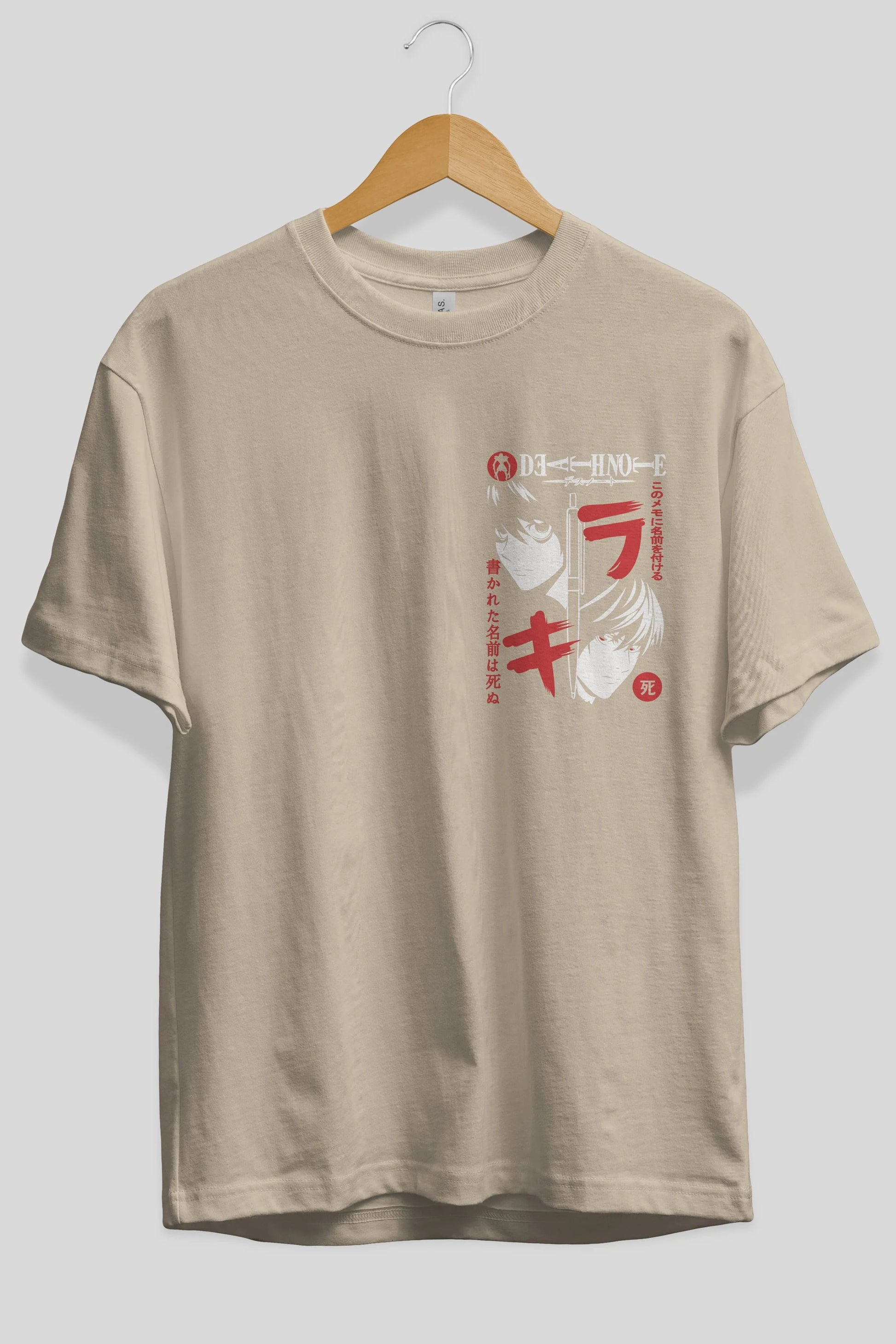 DEATHNOTE L vs KIRA Ön Sol Baskılı Oversize t-shirt Erkek Kadın Unisex %100 Pamuk Bisiklet Yaka tişort