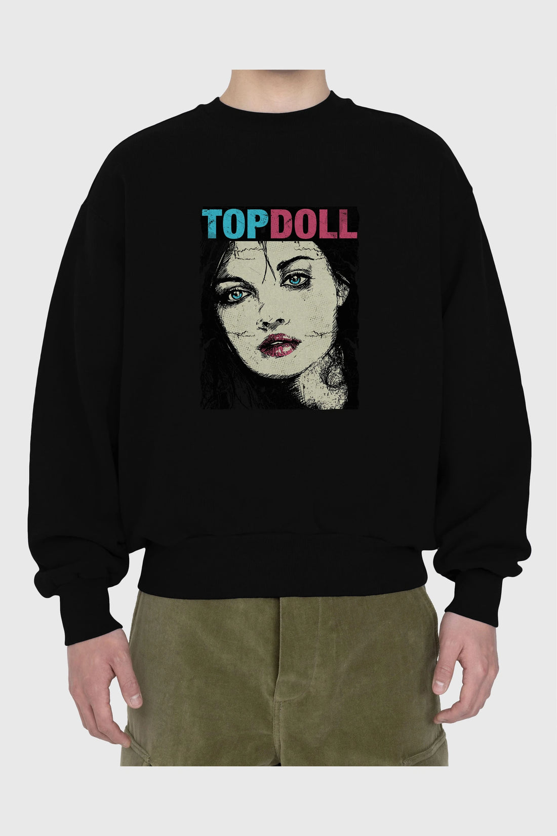 Topdoll Streetwear Ön Baskılı Oversize Sweatshirt Erkek Kadın Unisex