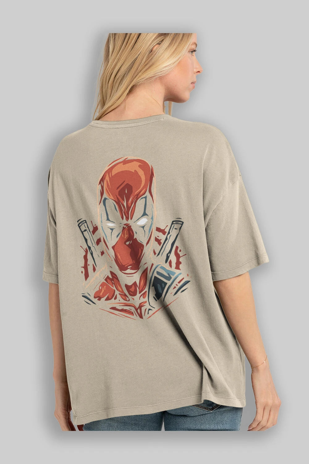 Deadpool (10) Arka Baskılı Oversize t-shirt Erkek Kadın Unisex %100 Pamuk Bisiklet Yaka tişort