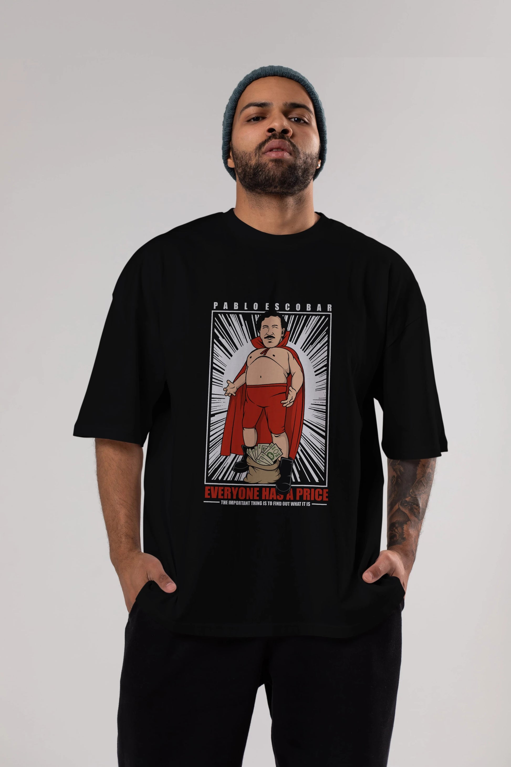 Pablo Escobar Luchador Ön Baskılı Oversize t-shirt Erkek Kadın Unisex %100 Pamuk tişort