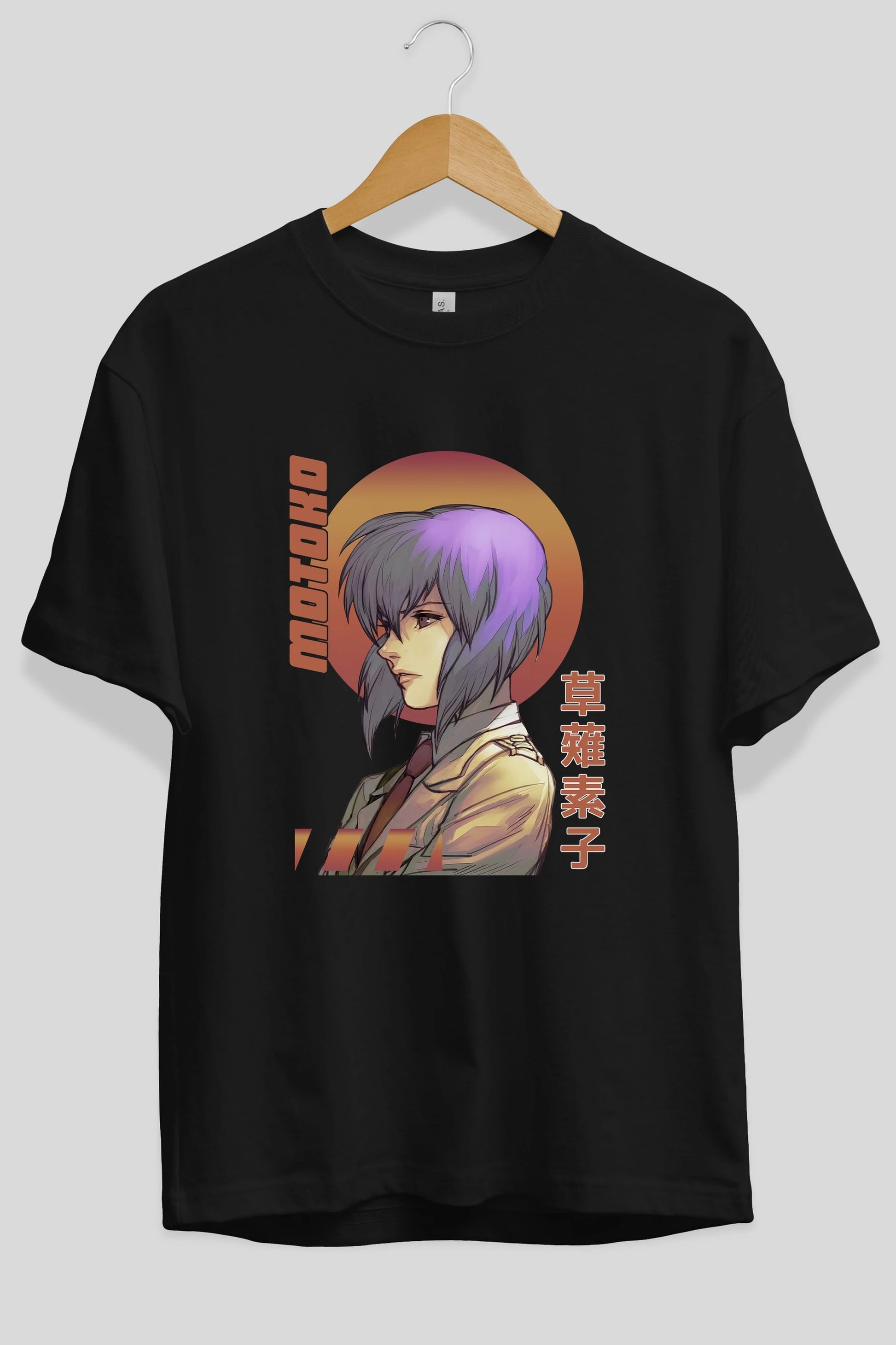 Motoko Kusanagi 10 Anime Ön Baskılı Oversize t-shirt %100 pamuk Erkek Kadın Unisex
