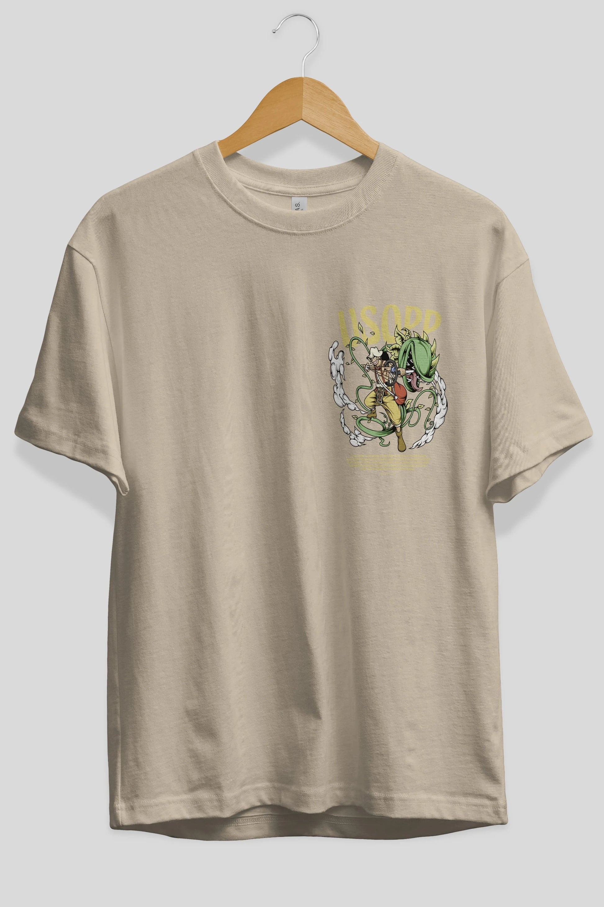 Usopp Ön Sol Baskılı Oversize t-shirt Erkek Kadın Unisex %100 Pamuk Bisiklet Yaka tişort