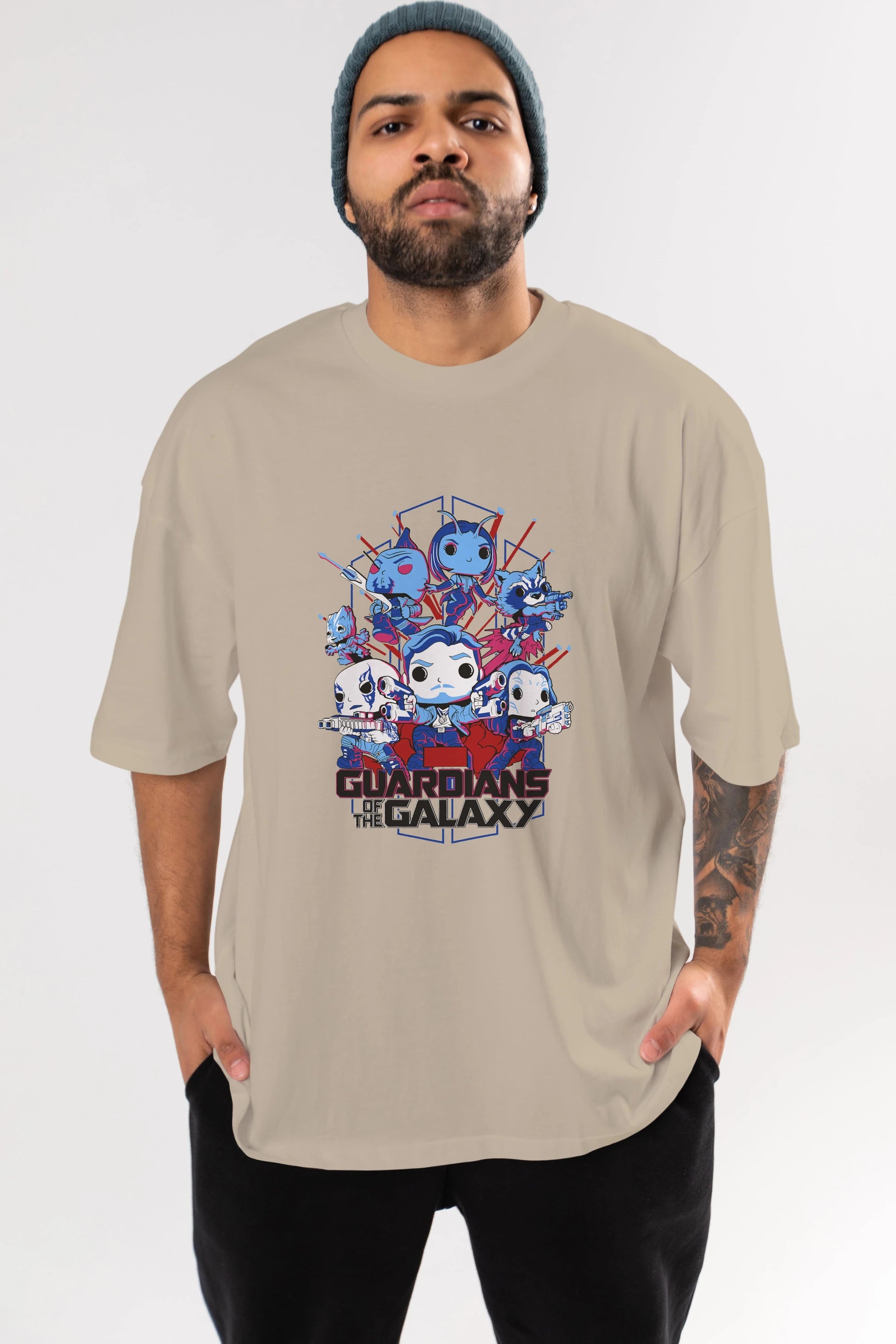 Guardians of the Galaxy Ön Baskılı Oversize t-shirt Erkek Kadın Unisex %100 Pamuk Bisiklet Yaka tişort