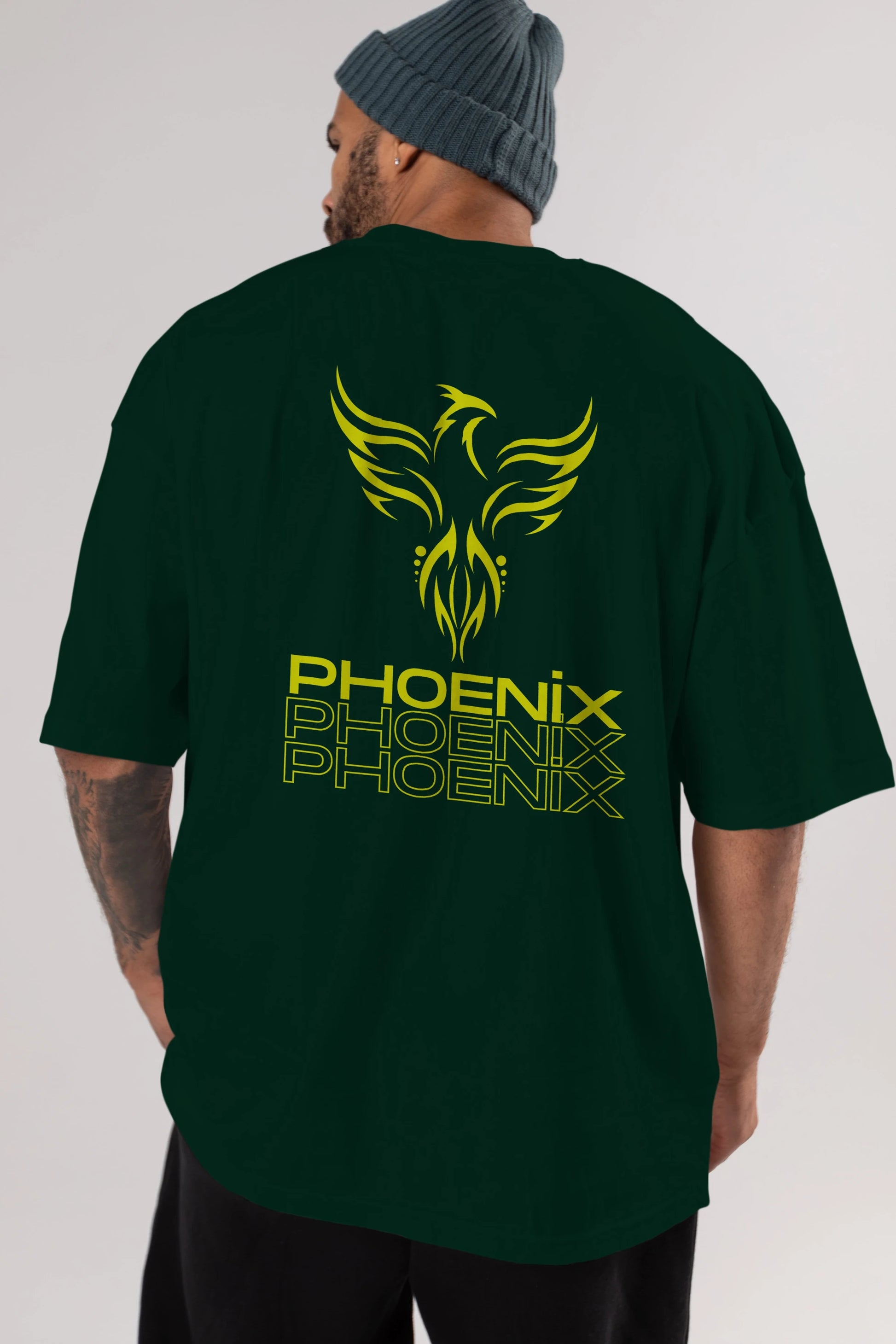 Phoenix Yazılı Arka Baskılı Oversize t-shirt Erkek Kadın Unisex