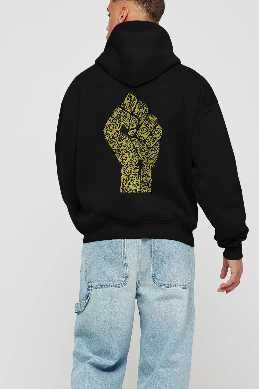 Hand Of Revolution Arka Baskılı Hoodie Oversize Kapüşonlu Sweatshirt Erkek Kadın Unisex