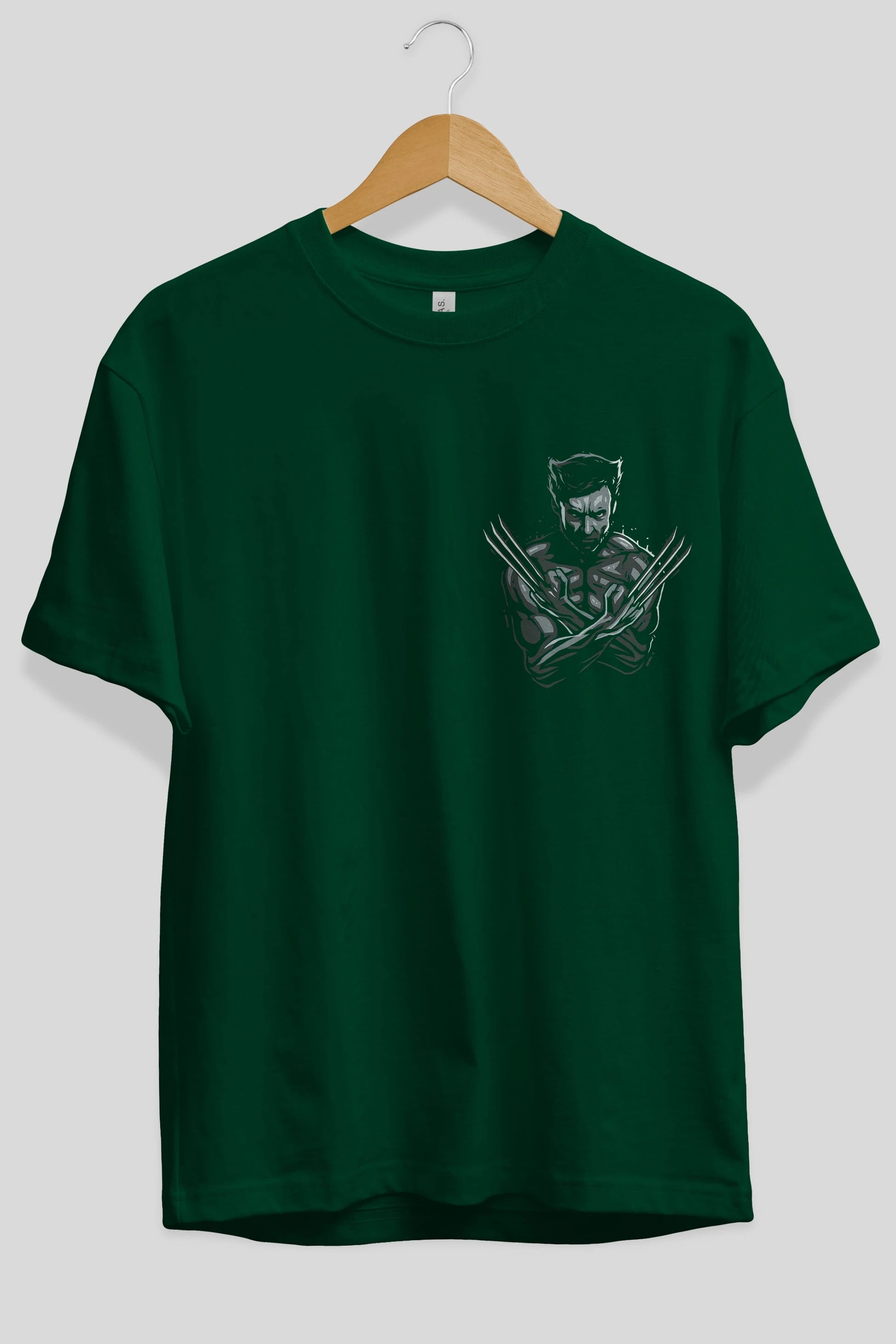 Wolverine Ön Sol Baskılı Oversize t-shirt Erkek Kadın Unisex %100 Pamuk Bisiklet Yaka tişort