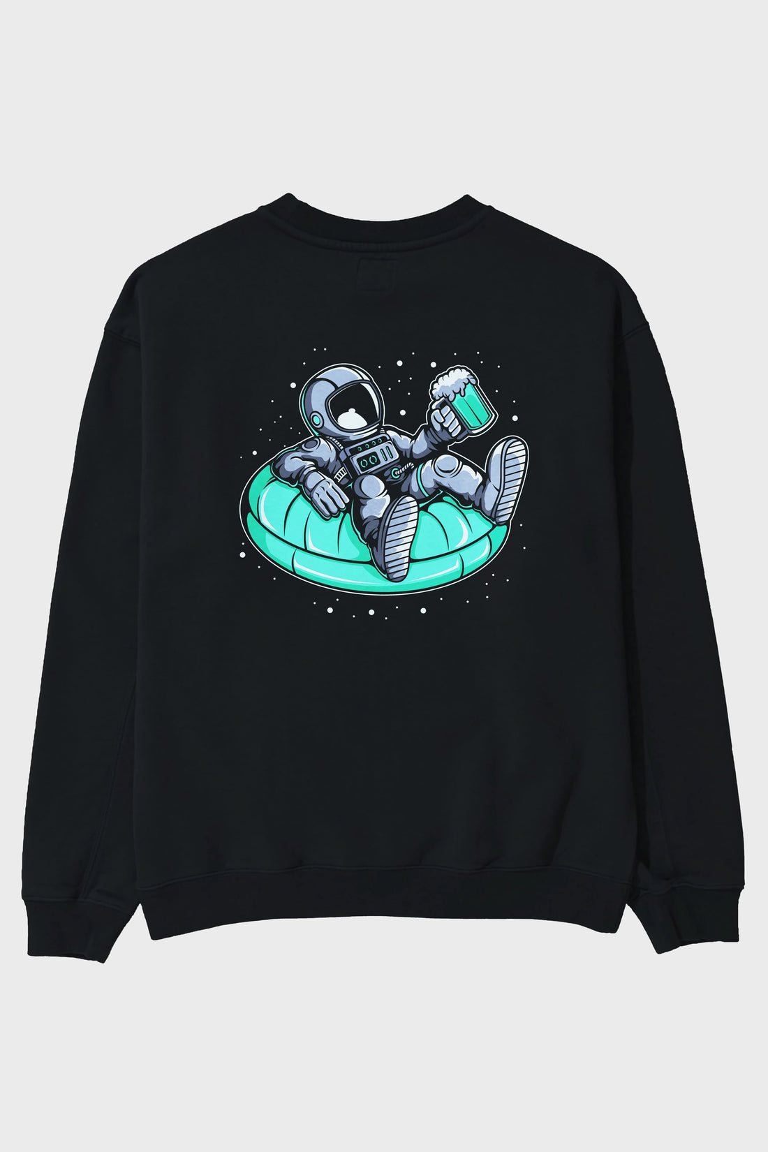 Astronaut Pool Float Arka Baskılı Oversize Sweatshirt Erkek Kadın Unisex