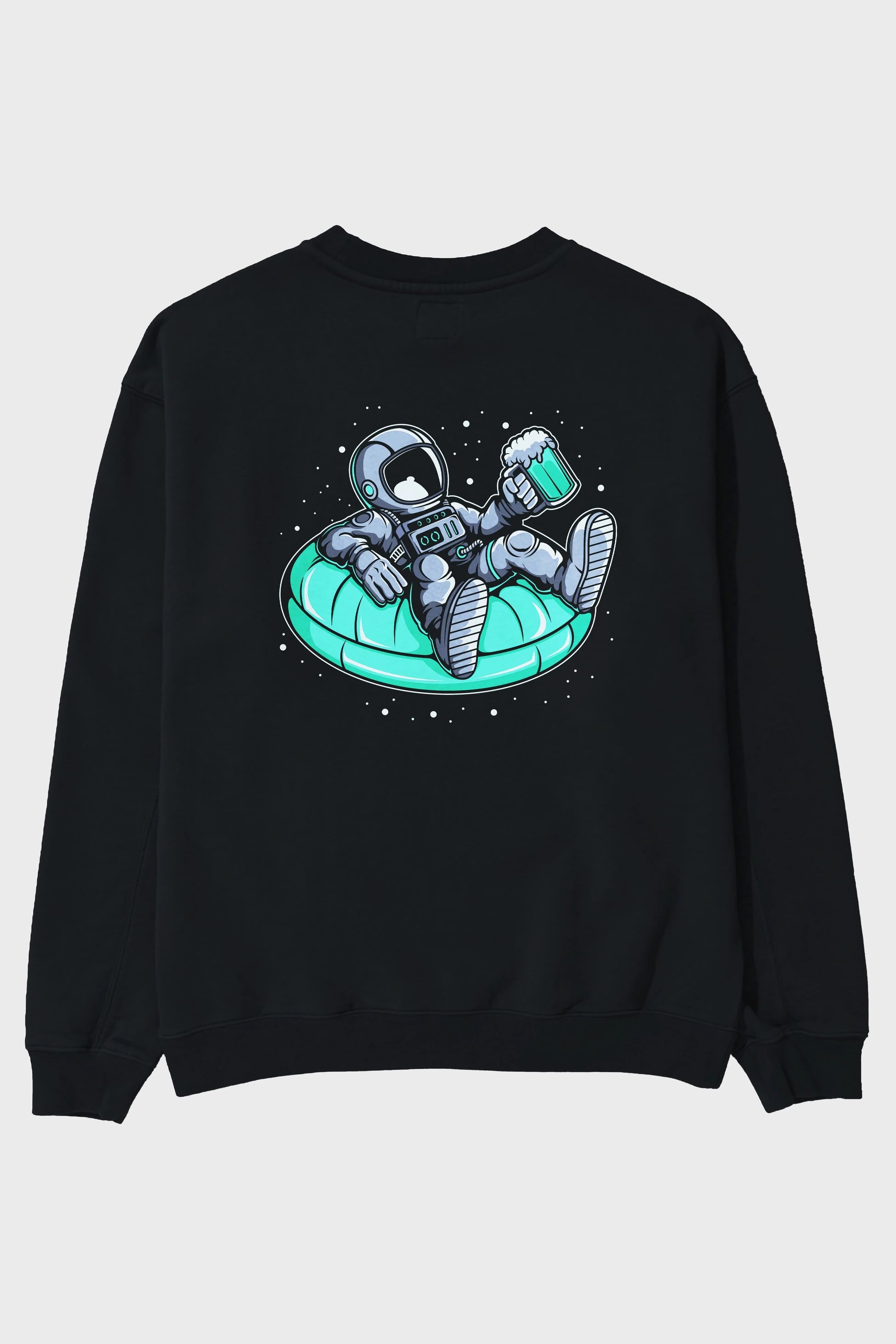 Astronaut Pool Float Arka Baskılı Oversize Sweatshirt Erkek Kadın Unisex