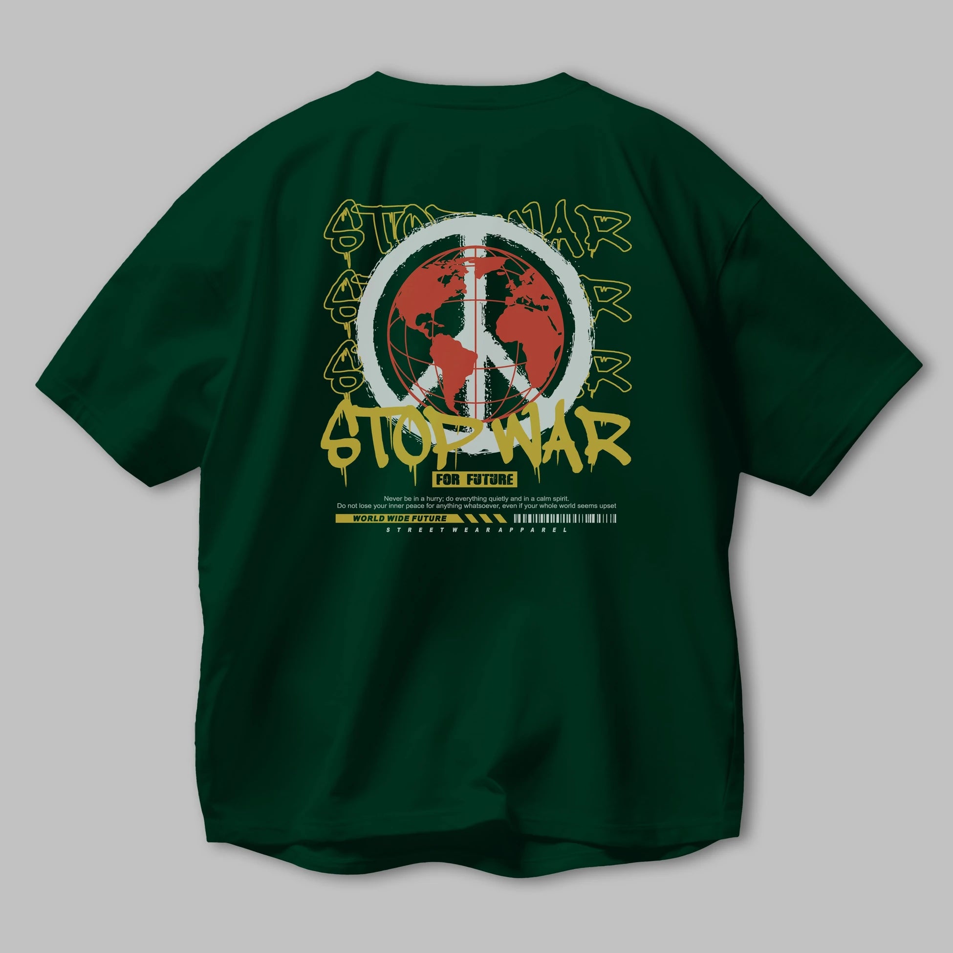 Stop War for Future Arka Baskılı Oversize t-shirt Erkek Kadın Unisex