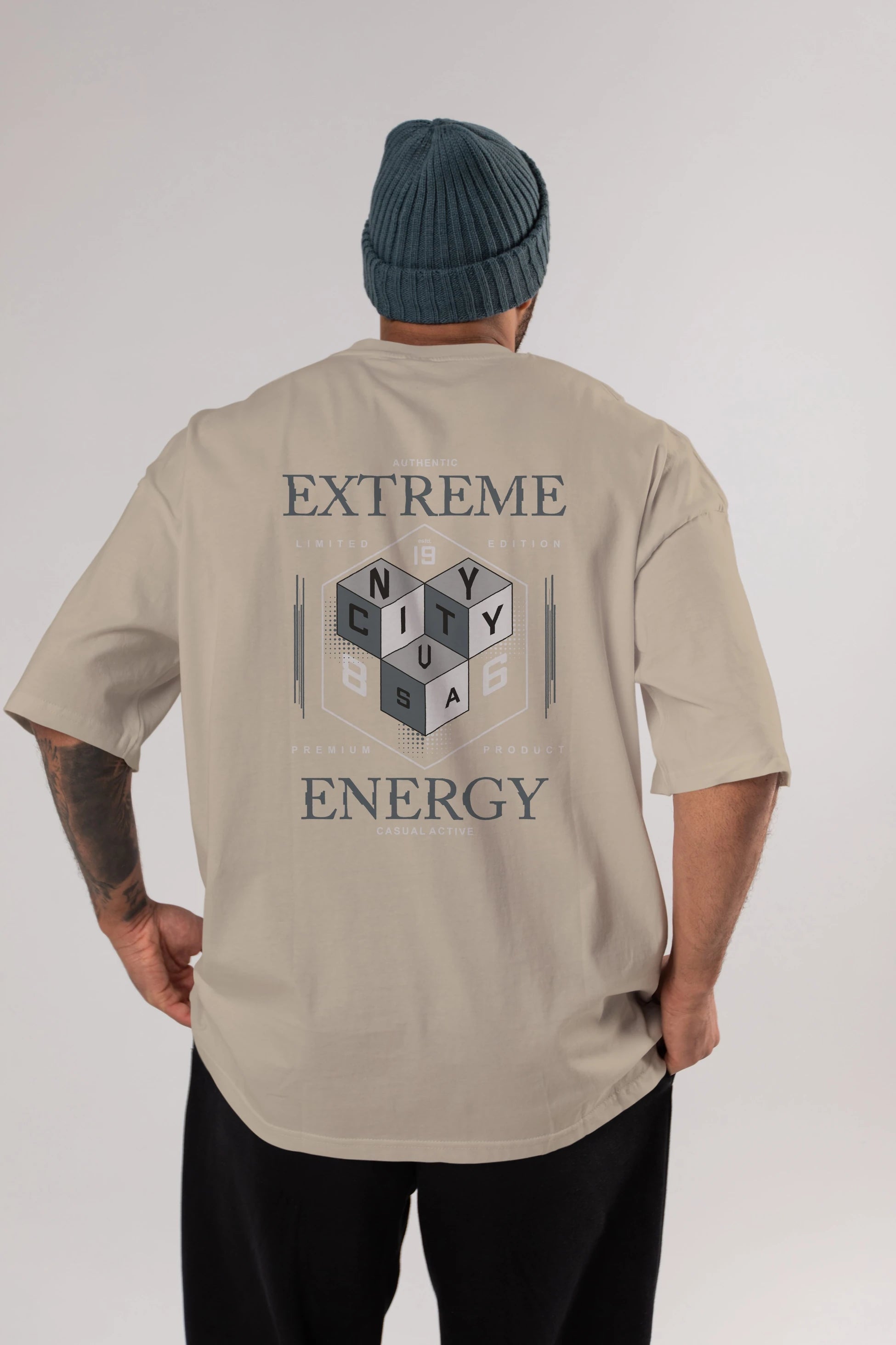 Extreme Energy Arka Baskılı Oversize t-shirt Erkek Kadın Unisex