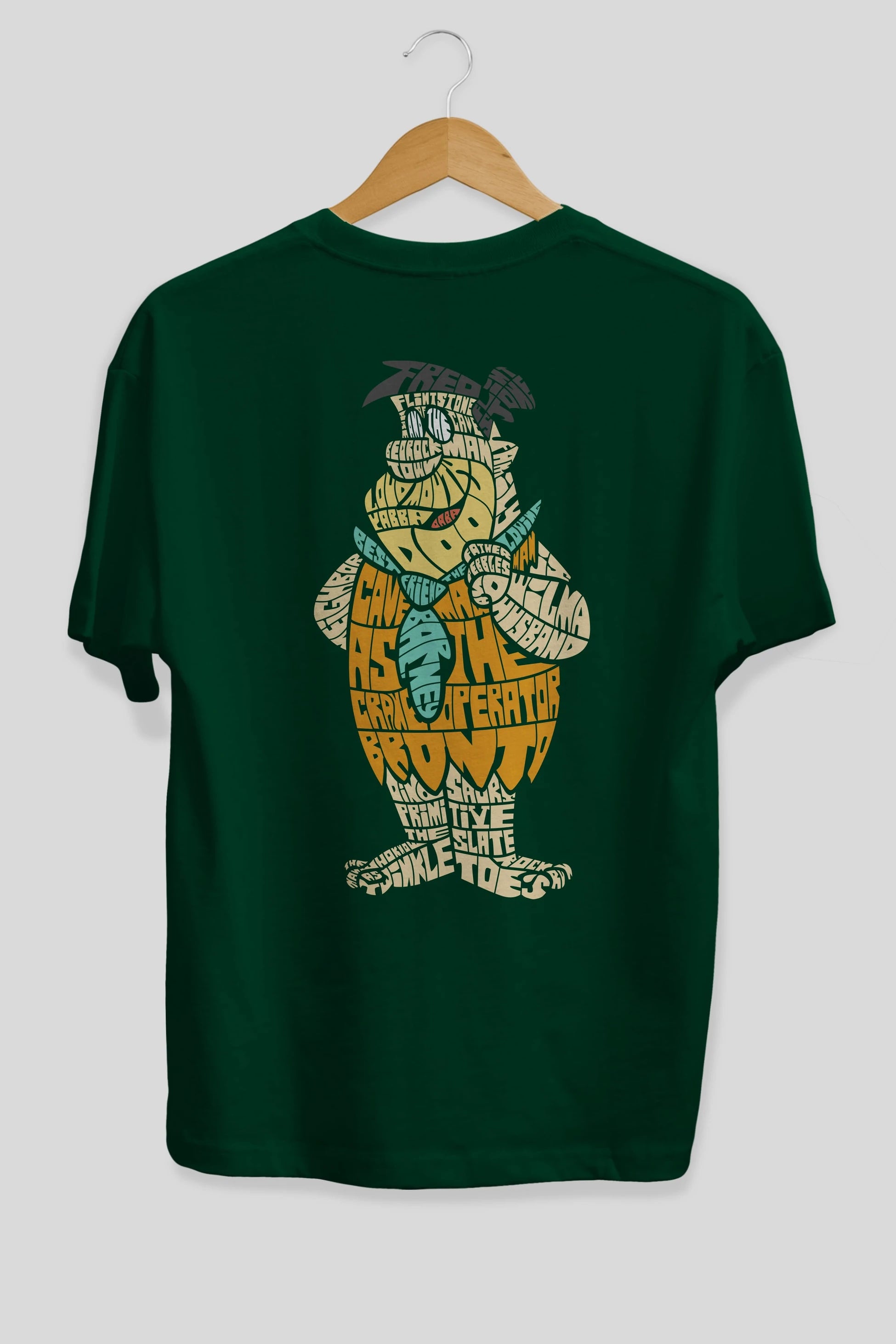 Fred Flintstone Arka Baskılı Oversize t-shirt %100 pamuk Erkek Kadın Unisex