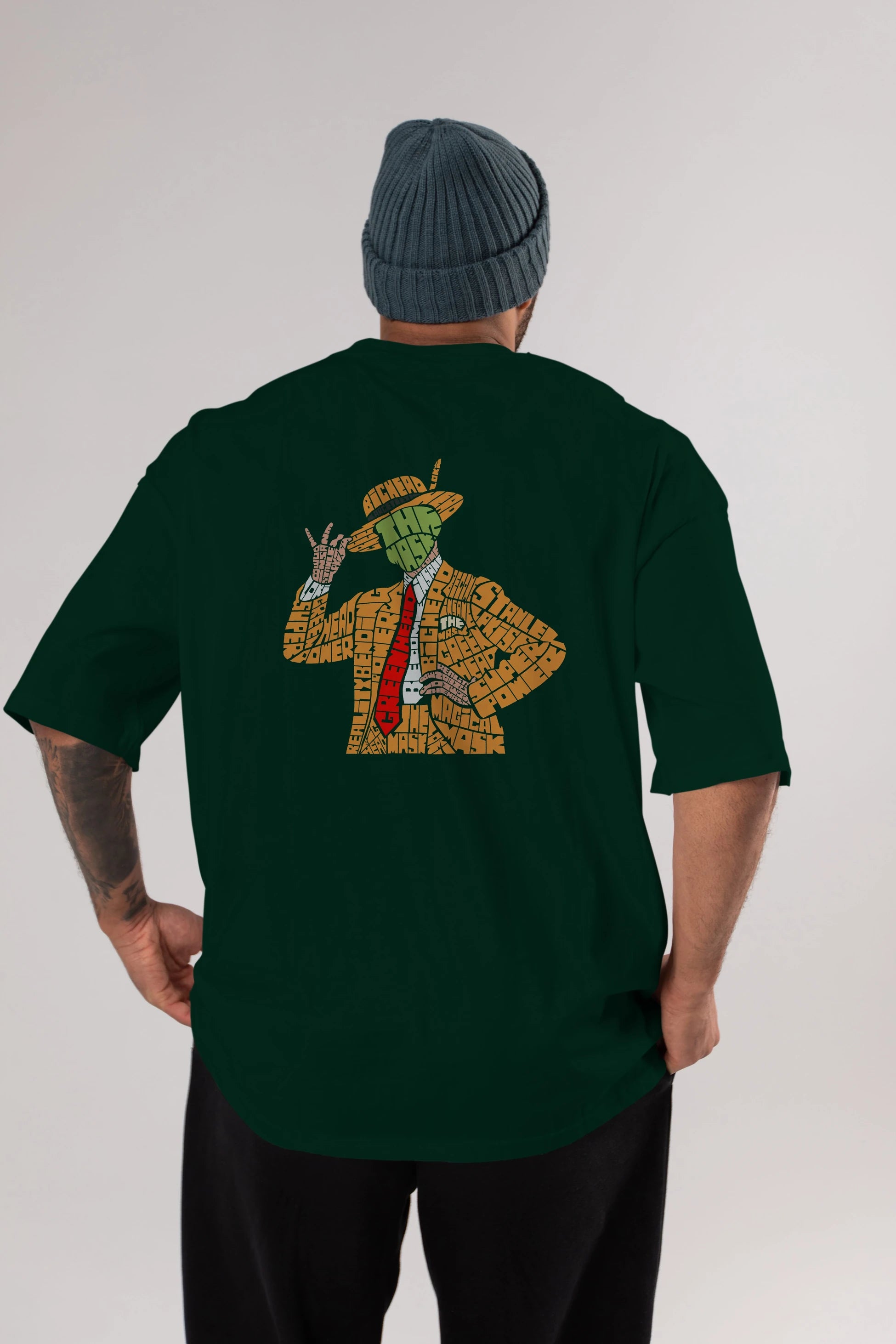 The Mask Arka Baskılı Oversize t-shirt %100 pamuk Erkek Kadın Unisex