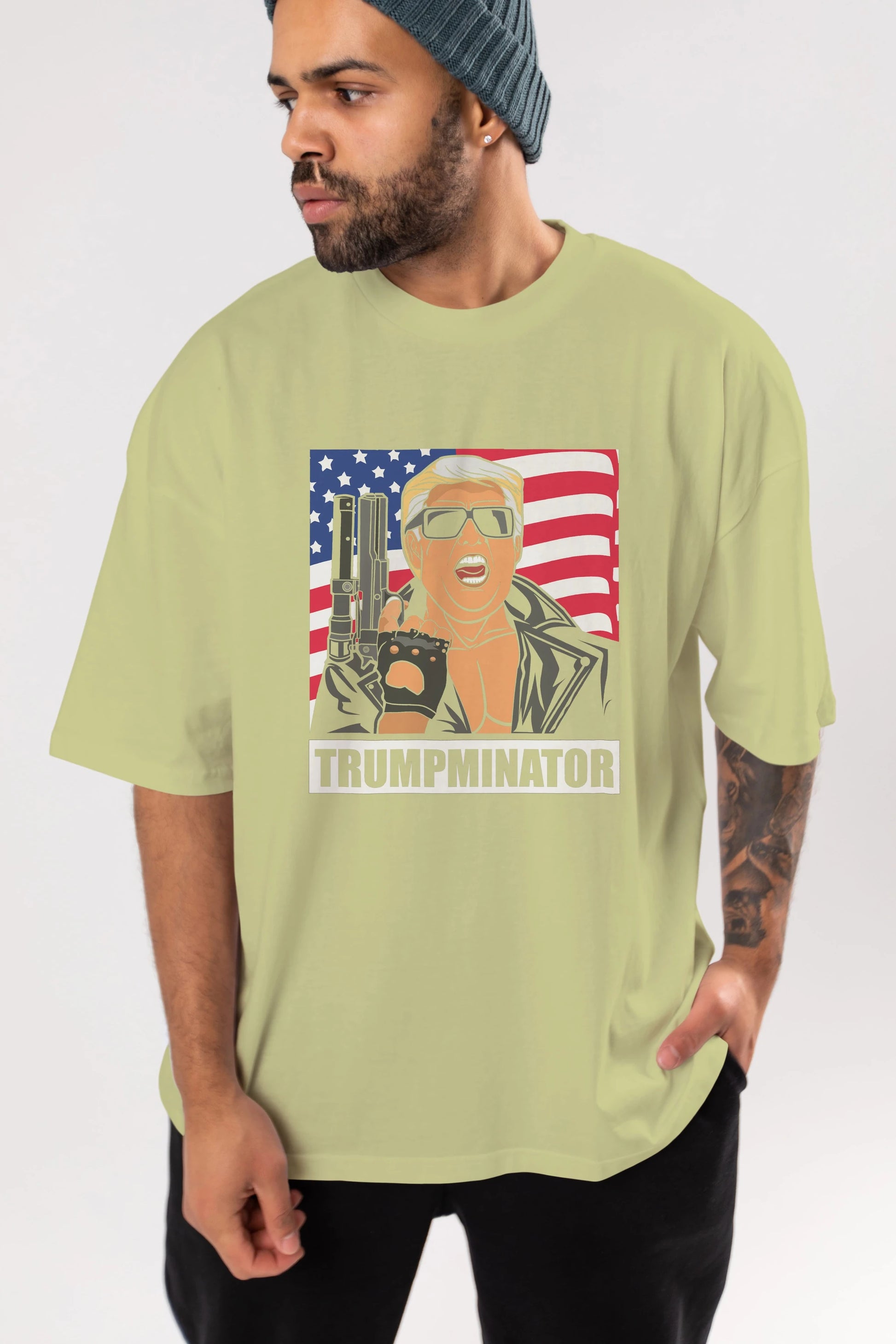 Trumpminator Ön Baskılı Oversize t-shirt Erkek Kadın Unisex %100 Pamuk tişort
