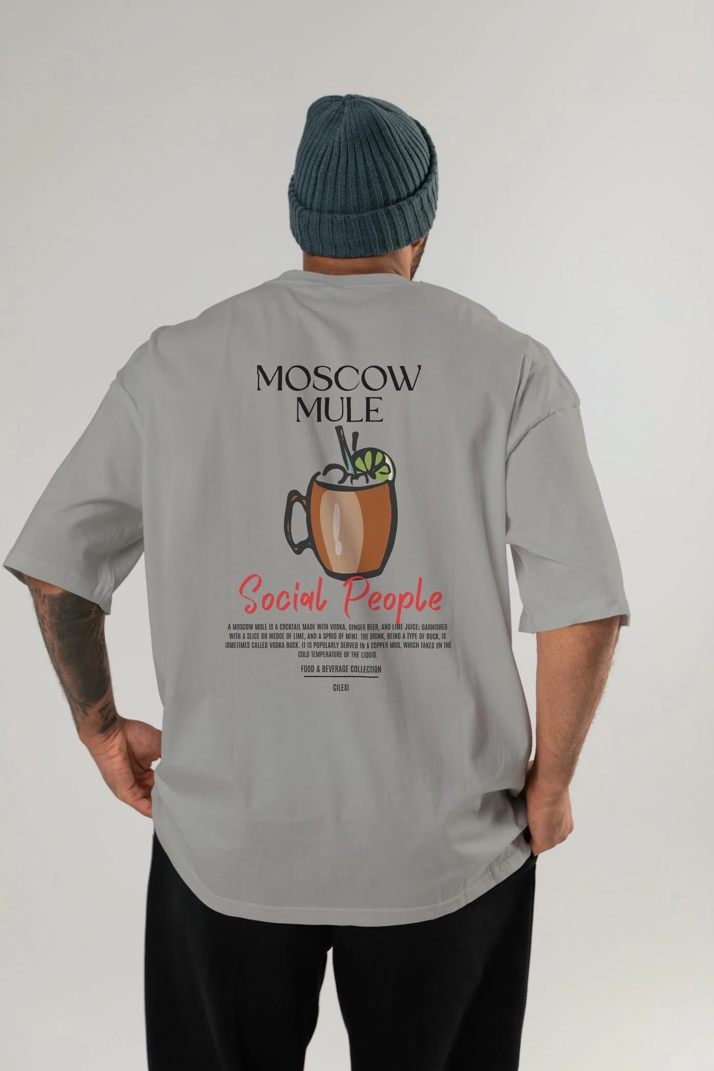 Moscow Mule Kokteyl Serisi Baskılı Oversize t-shirt Erkek Kadın Unisex %100 Pamuk Bisiklet Yaka tişort